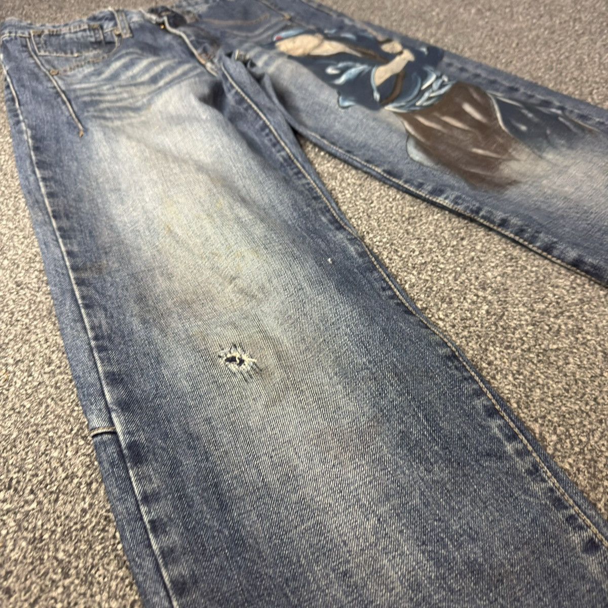 Japanese Brand 🔥🇯🇵 Vintage y2k Hand Printed Ronin Bj Jeans Karakuri Size US 30 / EU 46 - 6 Thumbnail