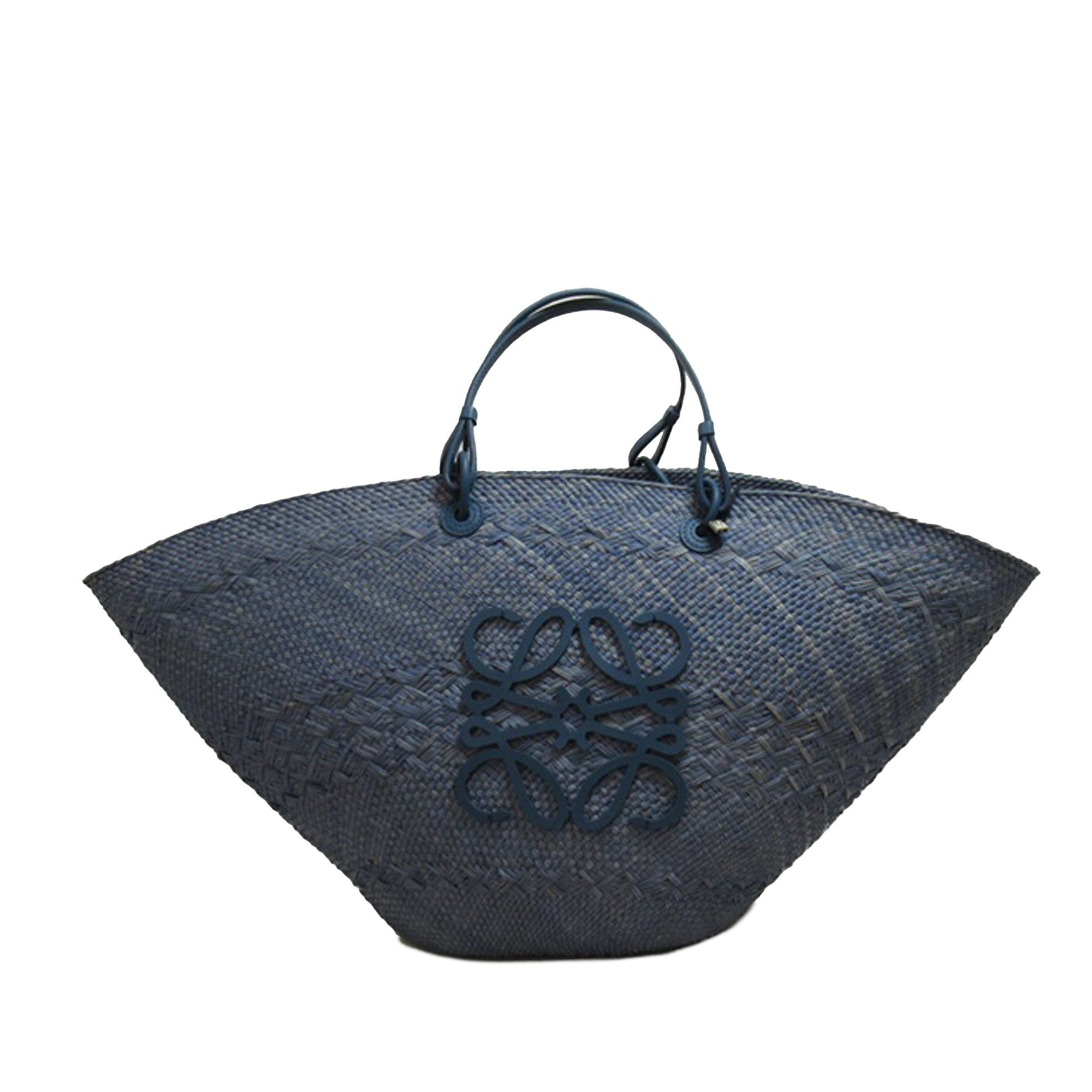 image of Loewe X Paulas Ibiza Large Raffia Anagram Tote Tote Bag in Blue, Women's