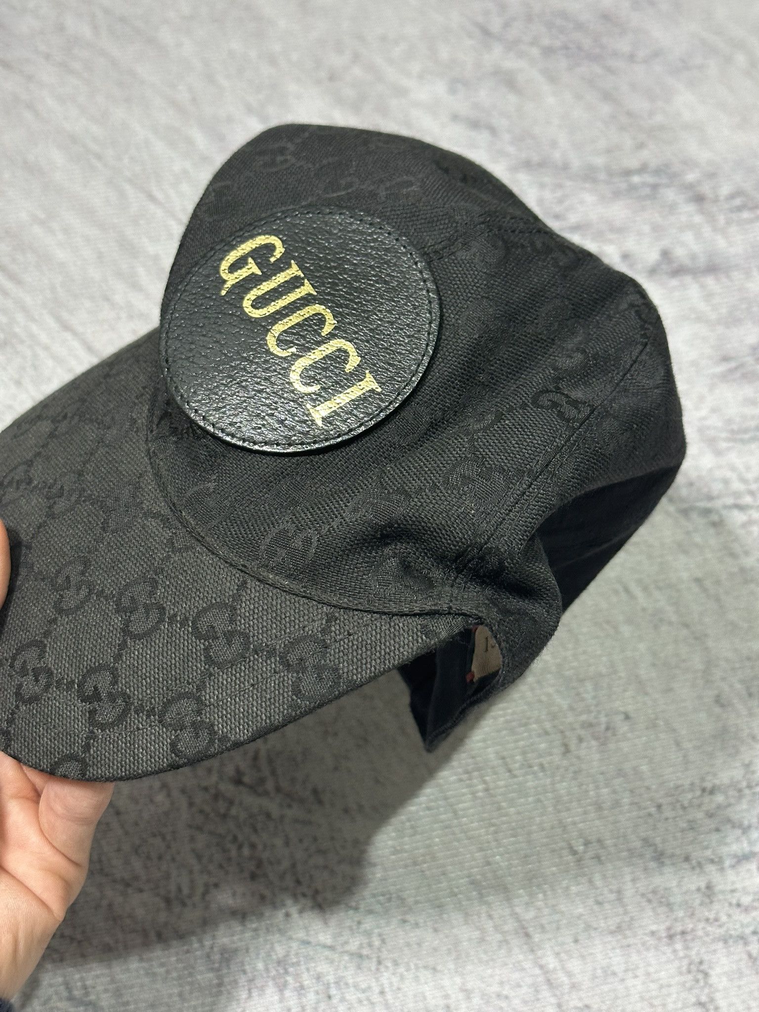 Gucci Gucci Hat GG Monogram Leather Patch Logo Black Size ONE SIZE - 16 Thumbnail