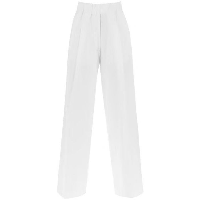 image of Dries Van Noten O1S22I1N0524 Poplin Palazzo Pants In White, Women's (Size 32)