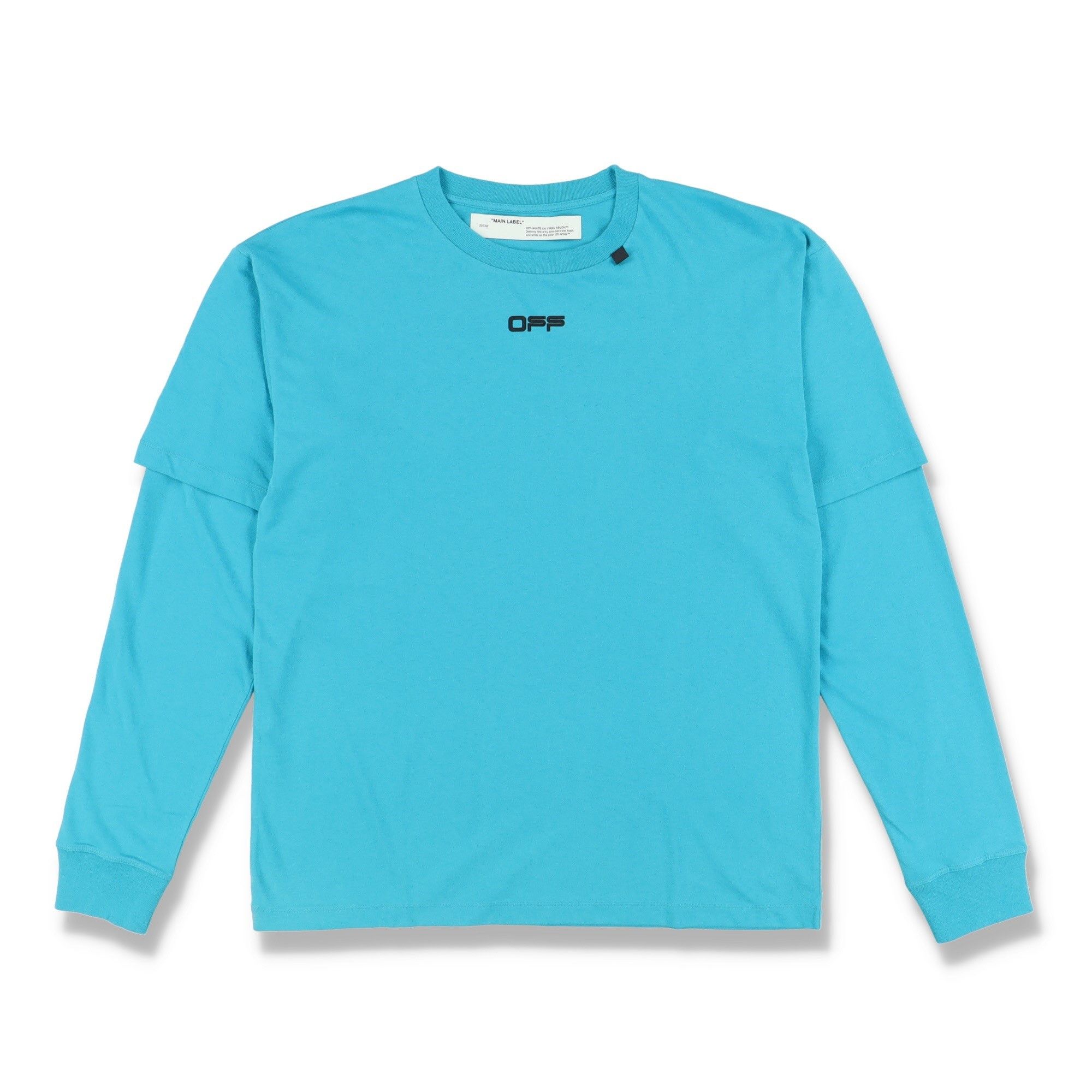 Off-White Blue Wavy Line Logo Oversized Double Layer T-shirt Size US M / EU 48-50 / 2 - 2 Thumbnail