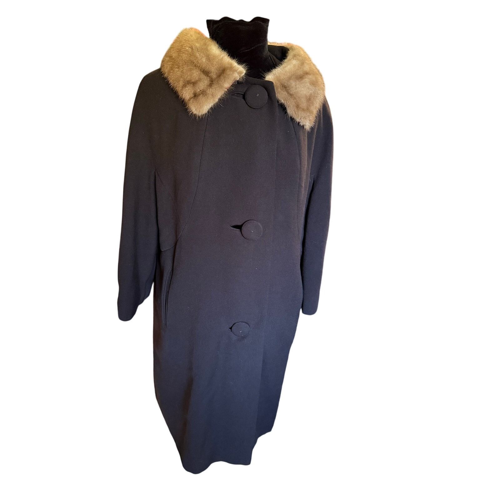 Vintage Vintage 60’s Union Made Black Brown Mink Fur Collar Coat Med Size M / US 6-8 / IT 42-44 - 1 Thumbnail
