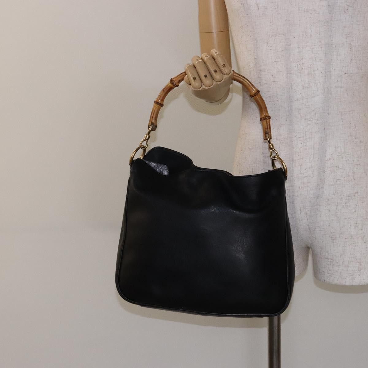 Gucci GUCCI Bamboo Hand Bag Leather Black Gold 001 1998 001 1998 Size ONE SIZE - 20 Thumbnail