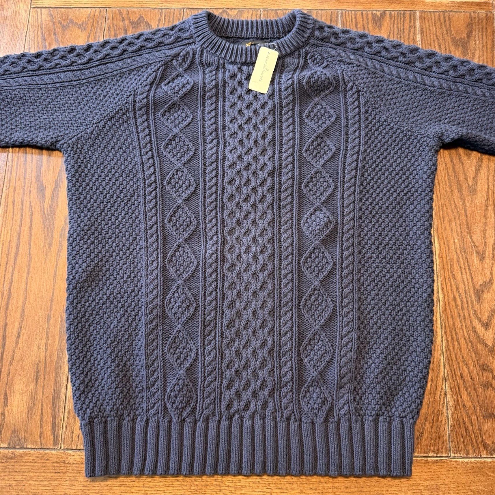 Vintage LL Bean Signature Cotton Fisherman Sweater XL Tall Dark Blue New Size US XL / EU 56 / 4 - 2 Thumbnail