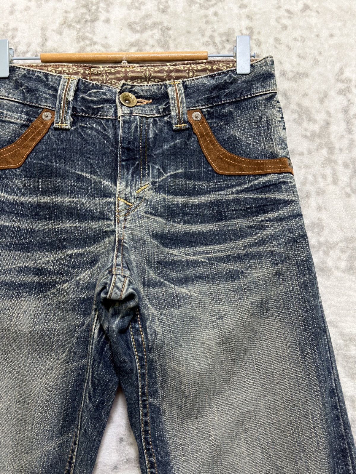 Edwin Vintage Edwin Western Suede Pocket Mud Wash Straight Denim Size US 27 - 6 Thumbnail