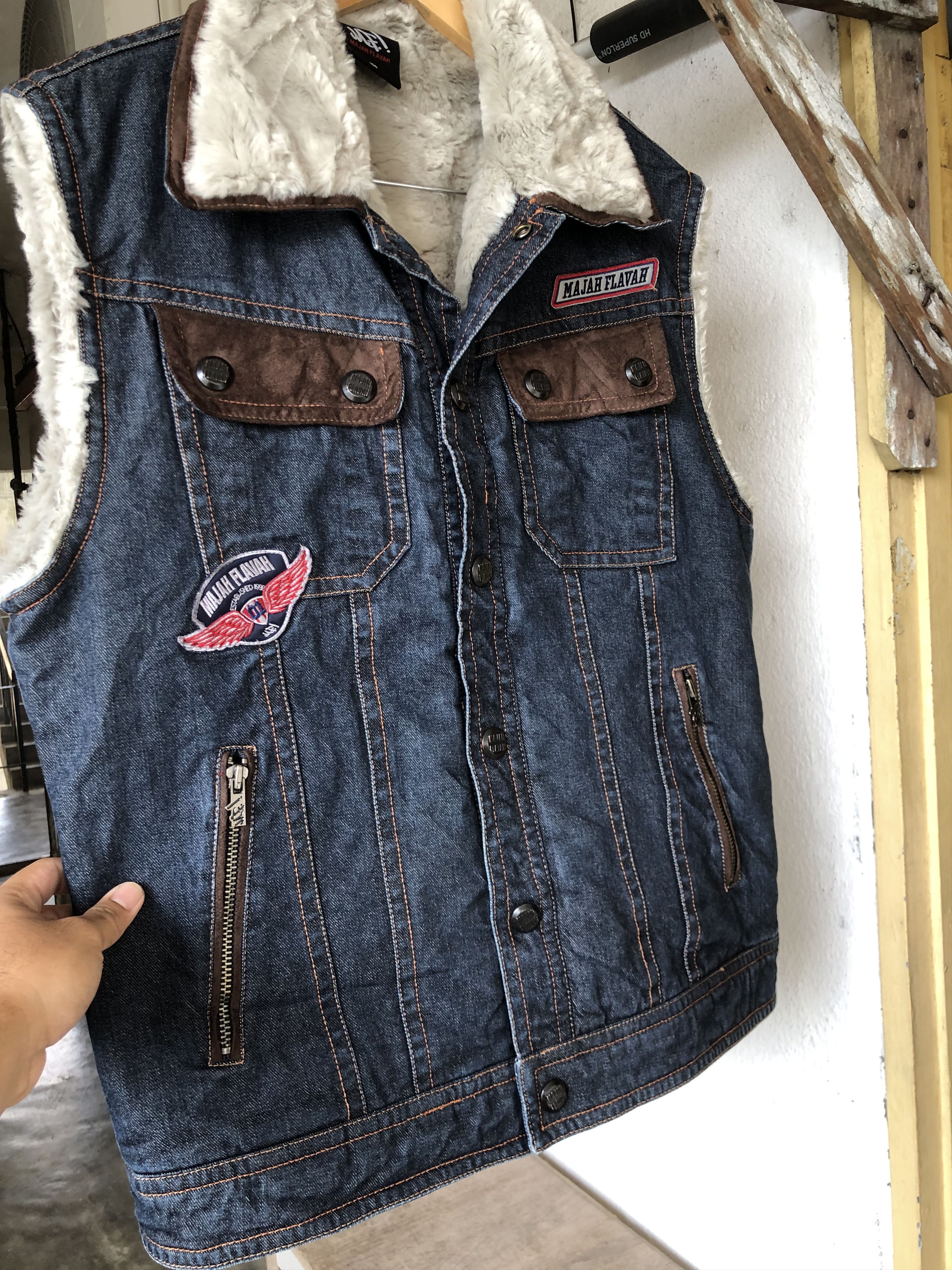 Japanese Brand Rare Majah Flavah Undaground HipHop Denim Vest Jacket Size US L / EU 52-54 / 3 - 14 Thumbnail