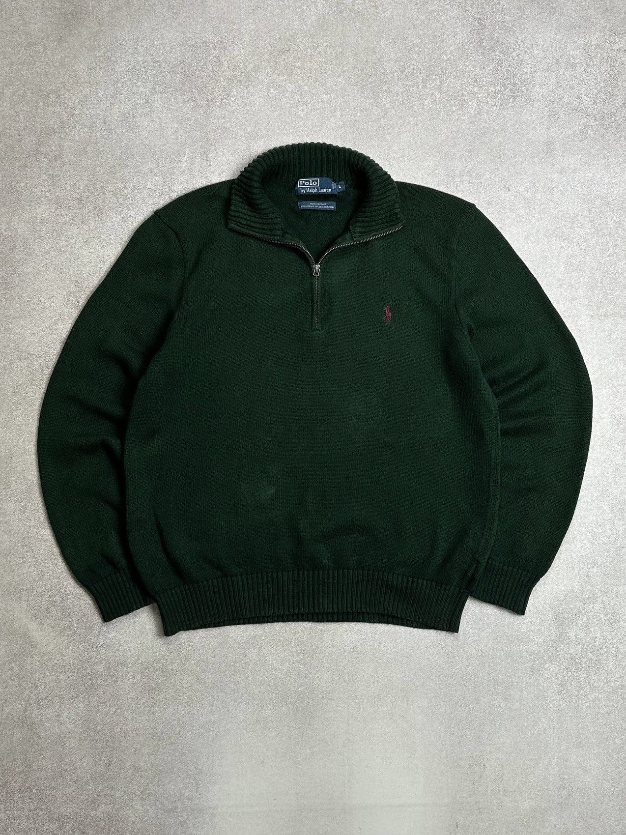 Vintage Polo Ralph Lauren Irish Green Quarter Zip Sweater L