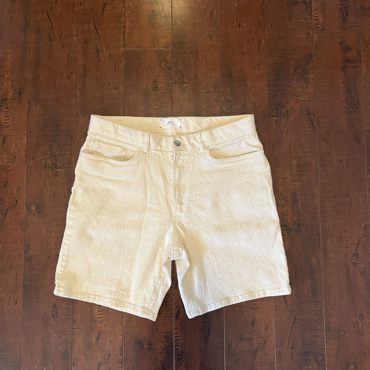 Mr P. Mr. P Mr. Porter Cream Denim Shorts Size US 34 / EU 50 - 1 Thumbnail