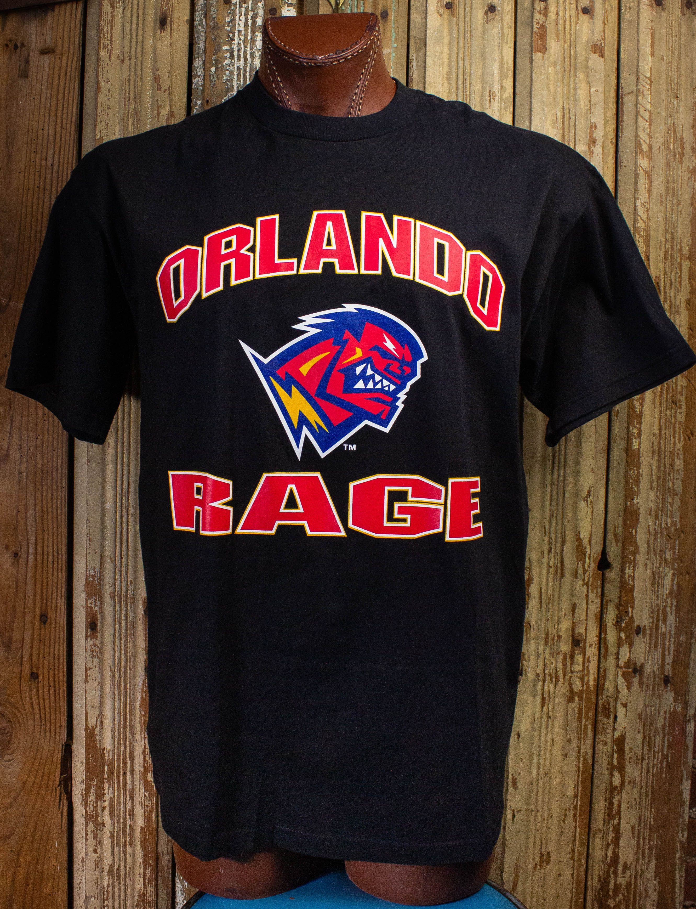 image of Vintage Xfl Orlando Rage Graphic T Shirt 2001 in Black, Men's (Size XL)