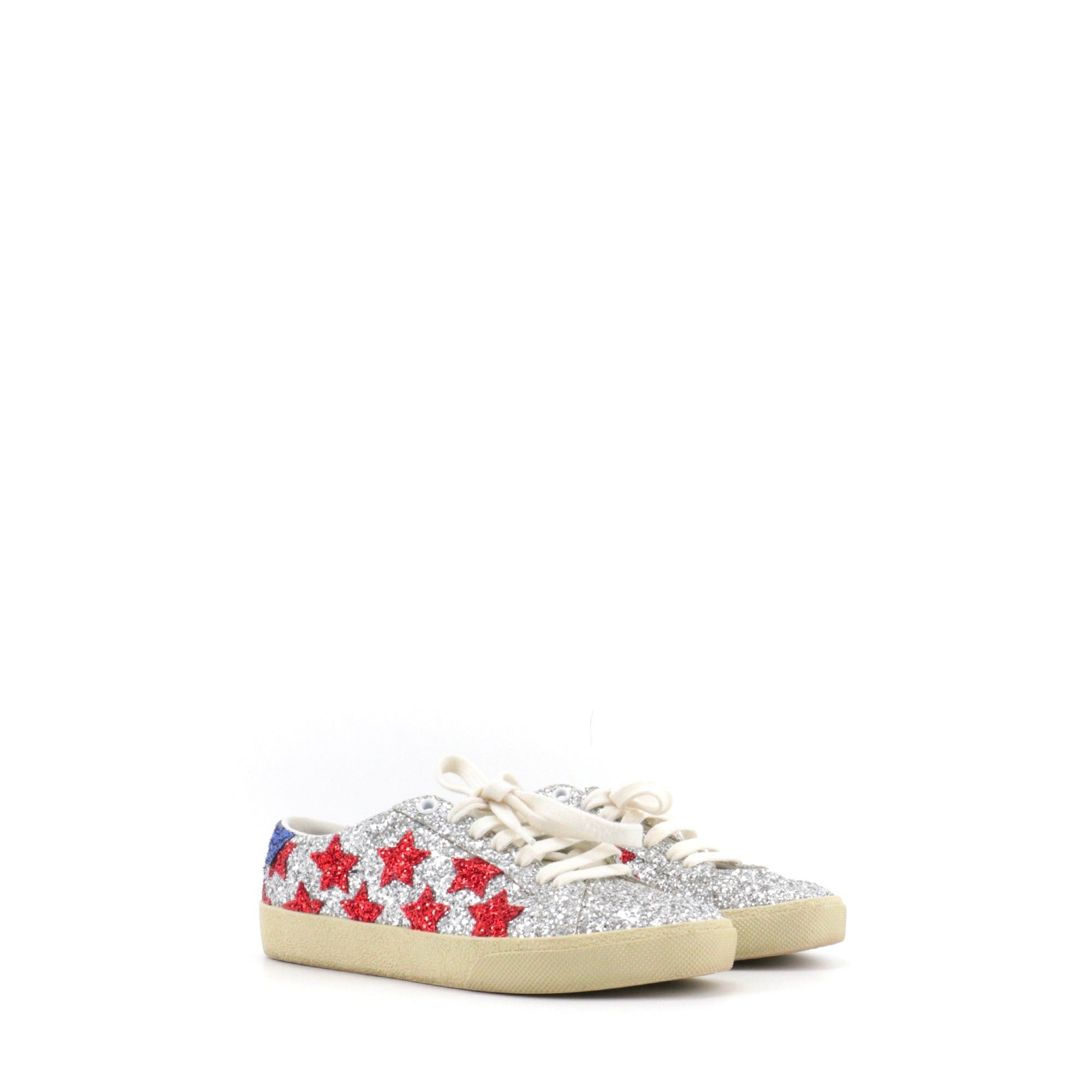 SAINT LAURENT - Saint Laurent Court Classic sneakers with silver glitter (T36.5)