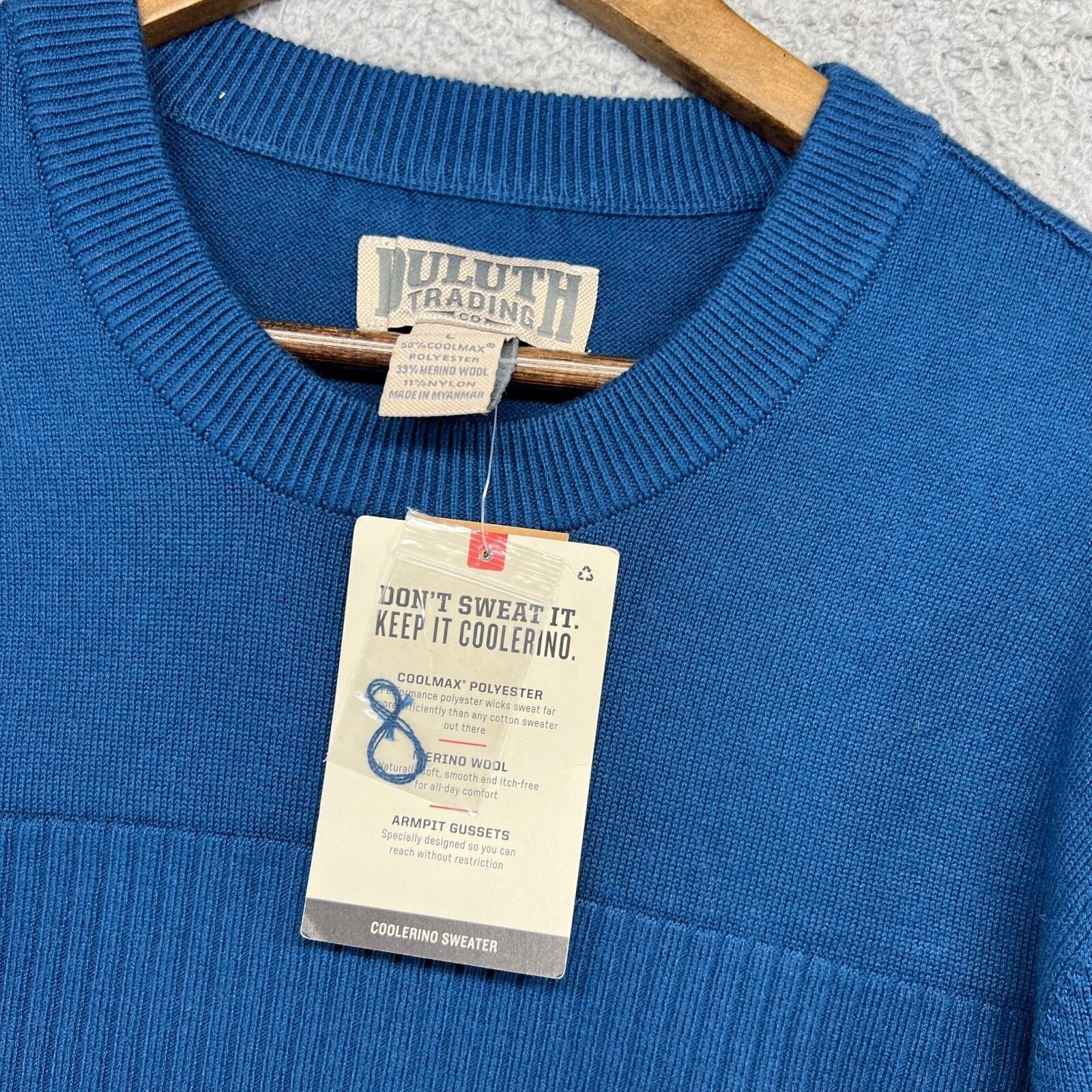 Duluth Trading Company Duluth Trading Co Sweater Men's Large Blue Coolmax Wool NEW Size US L / EU 52-54 / 3 - 6 Thumbnail