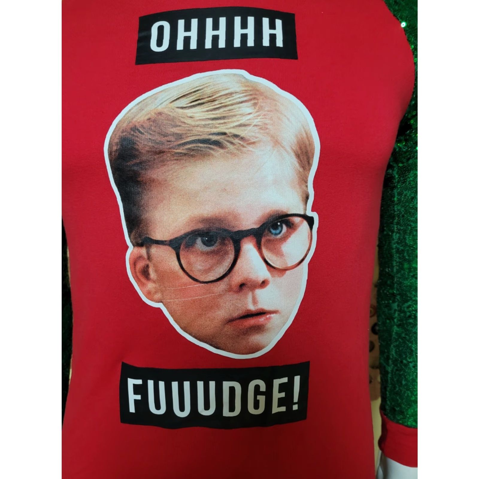 Vintage Womens XS A Christmas Story Ralphie Long Sleeve Sequin Sweatshirt Crew Neck Red 80s Christmas Movies Womens Size S / US 4 / IT 40 - 2 Thumbnail