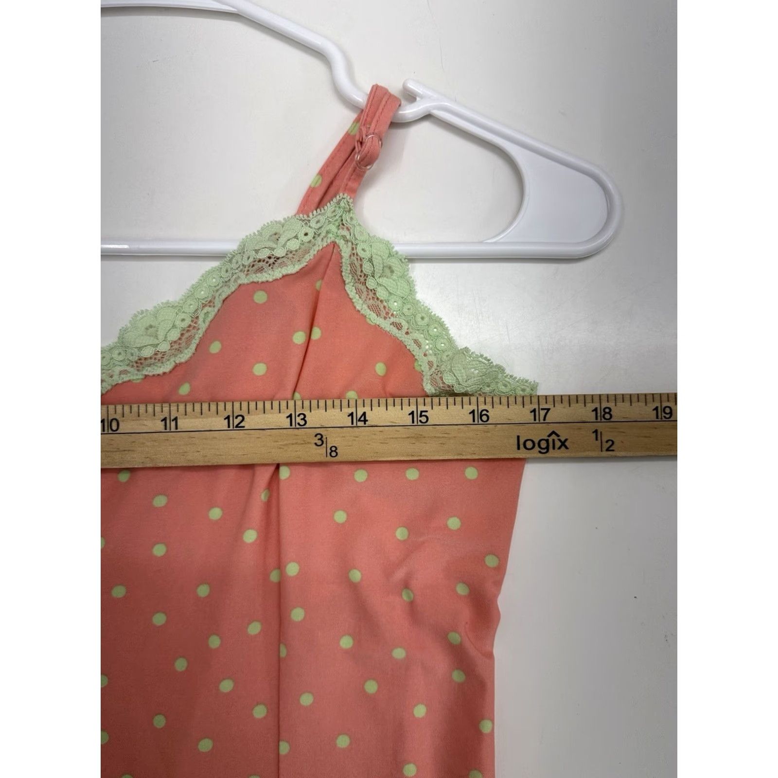 Vintage Linea Donatella Nightgown Women Sleepwear Gown Sleeveless V-Neck Pink Polka Dot LaceTrim Camisole Medium XS? Size ONE SIZE - 7 Thumbnail