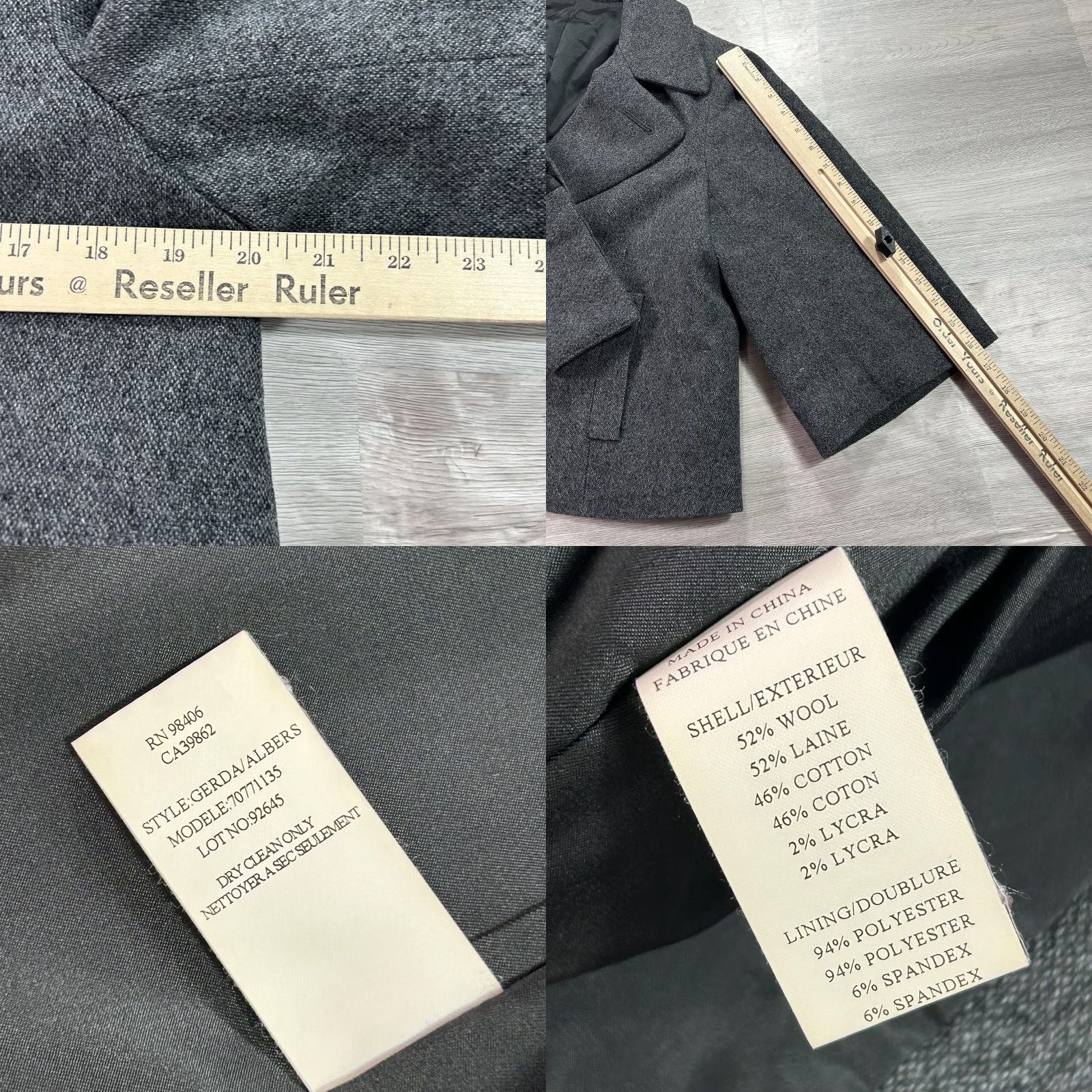 Theory Theory Coat Womens Medium Gray Wool Blend Cropped Pea Jacket 3/4 Sleeve Size M / US 6-8 / IT 42-44 - 8 Thumbnail