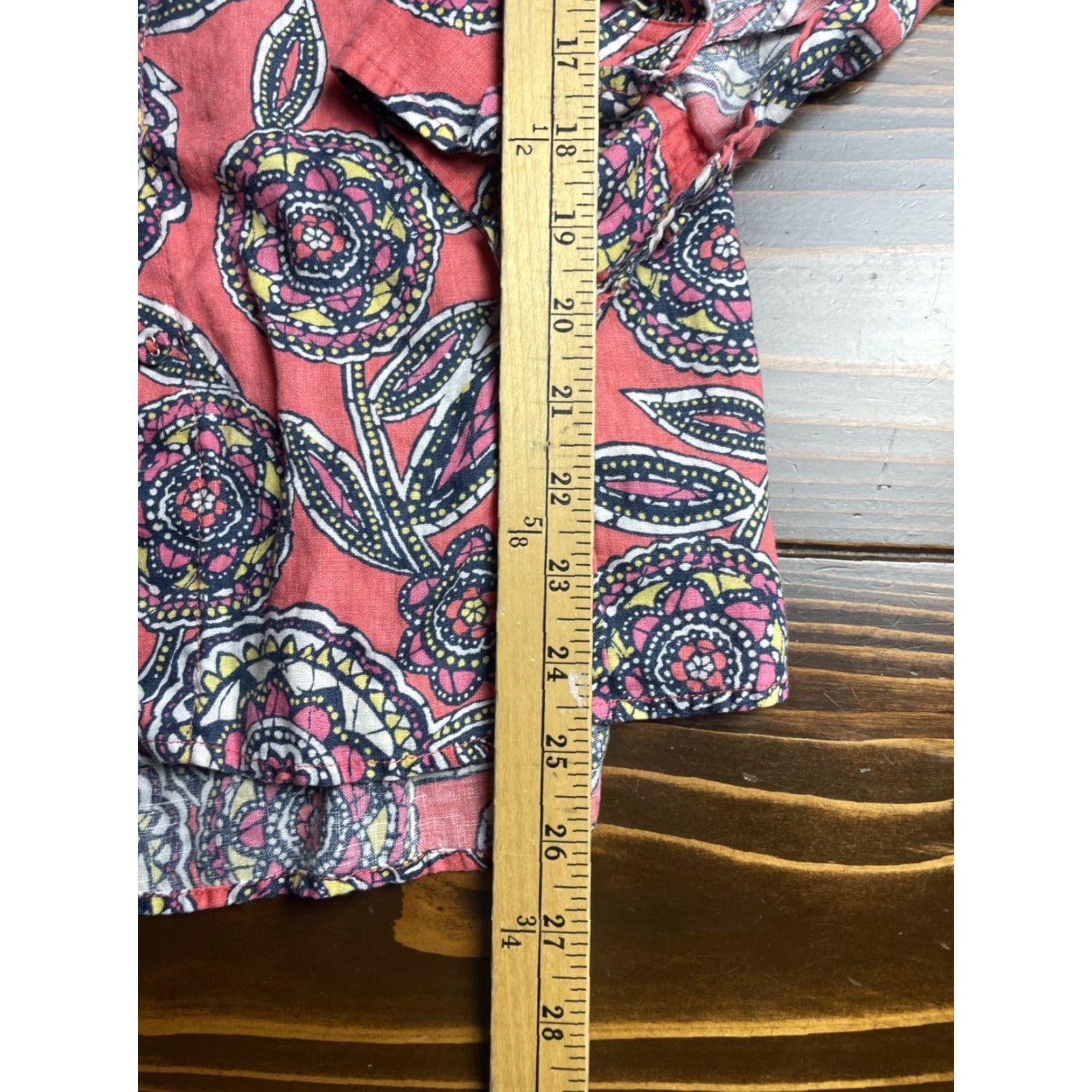 Charter Club Charter Club Shirt Women's 16W Pink Floral Paisley Linen Blend 3/4 Sleeve Blouse with Round Neck Womens Size XXL / US 16-18 / IT 52-54 - 5 Thumbnail