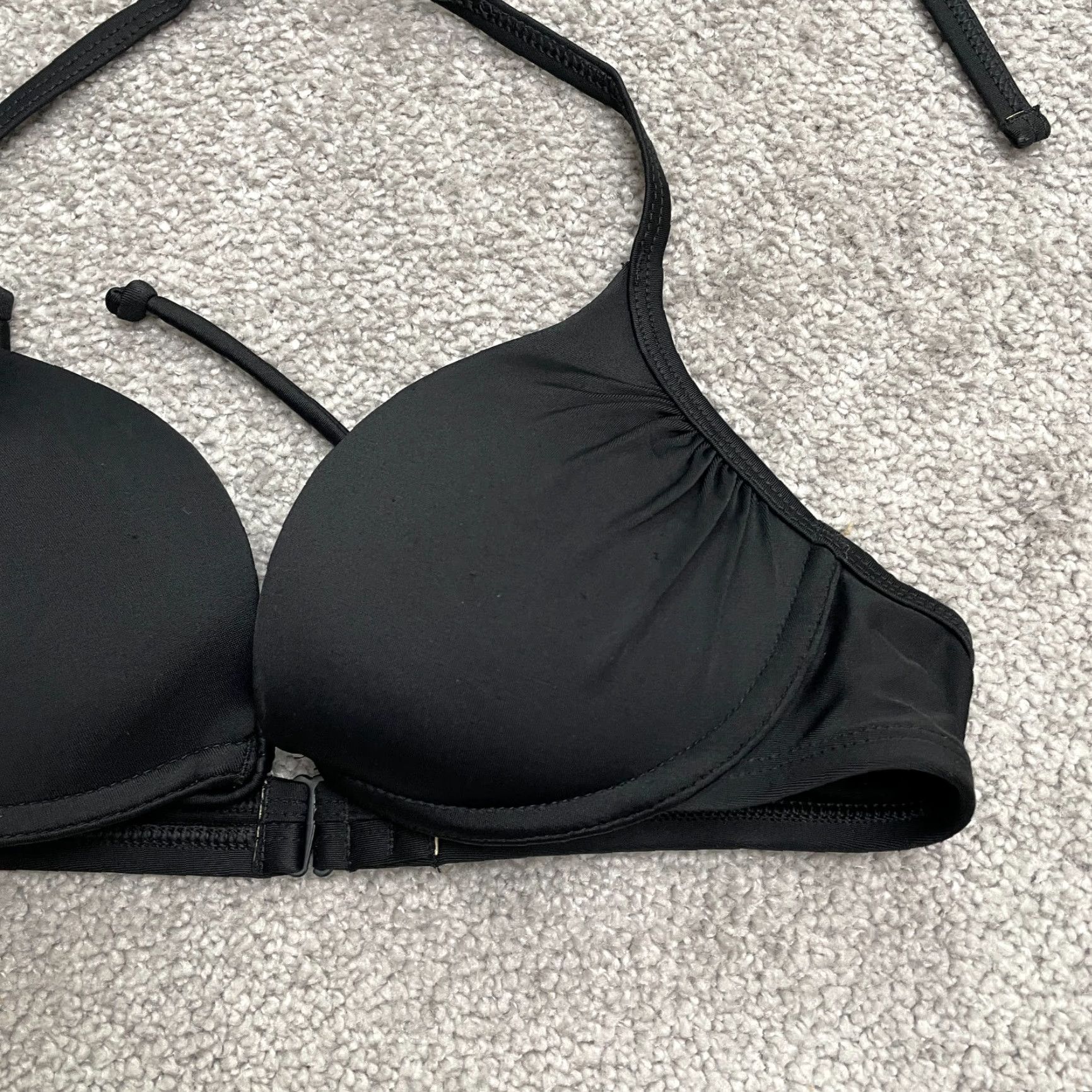 Vintage Aerie Bikini Top Womens 32B Black Halter Padded Underwire Beach Swimwear Top Size XXS / US 00 / IT 34 - 6 Thumbnail