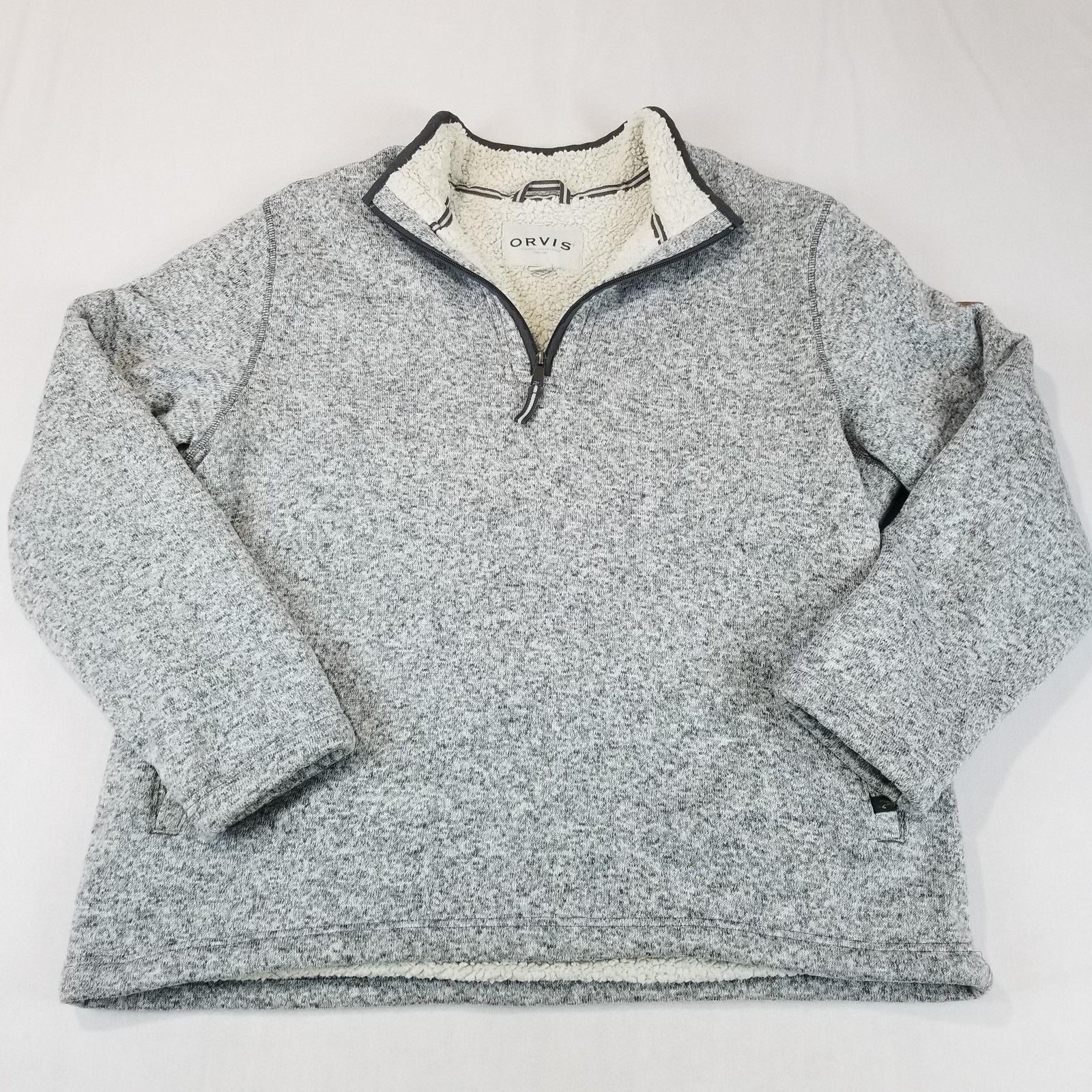 Orvis Orvis Pullover Mens 2XL Gray Sherpa Fleece Quarter Zip Size US XXL / EU 58 / 5 - 3 Thumbnail