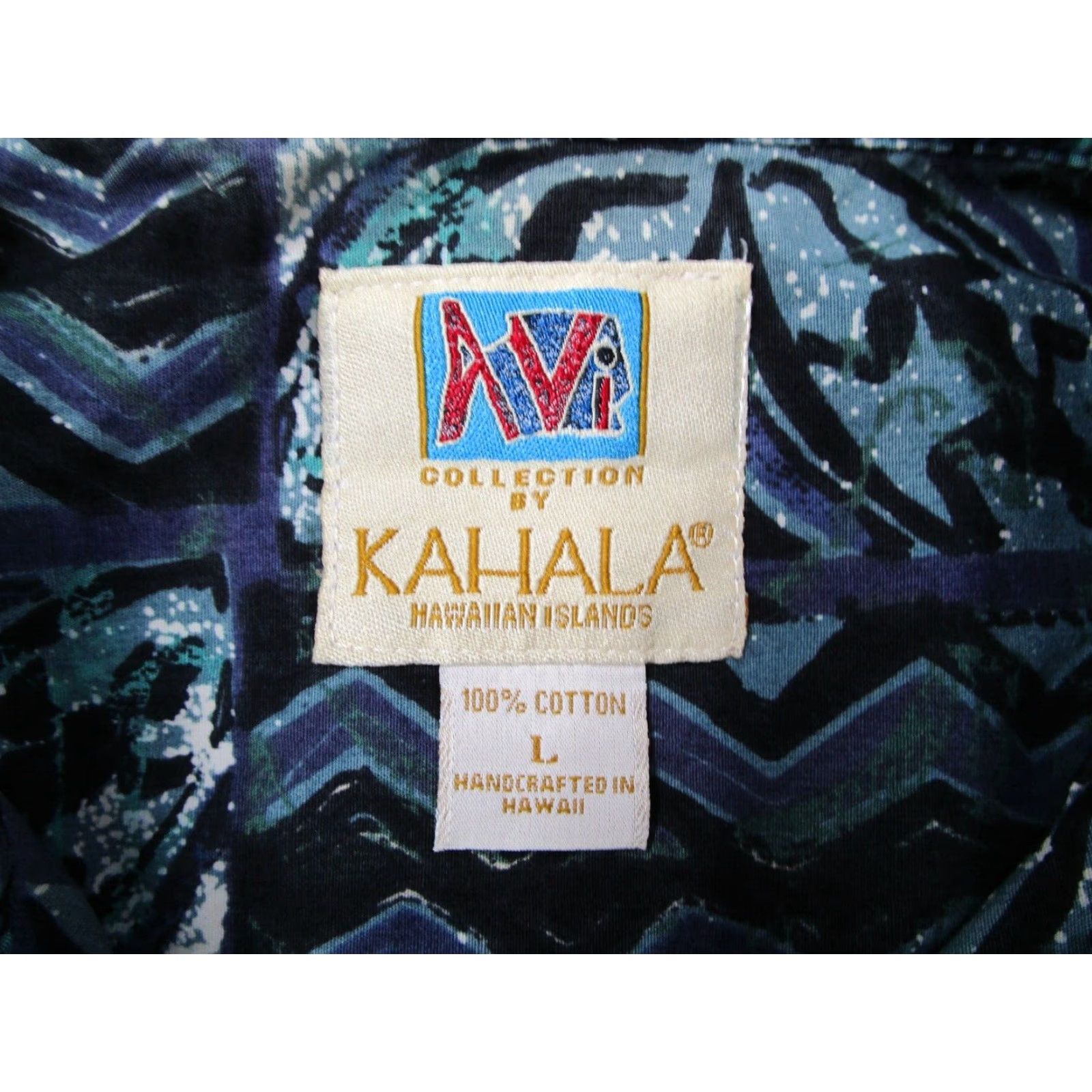 Vintage Kahala Avi Collection Men's Large Blue Short Sleeve Button-Up Hawaiian Shirt Abstract Geometric Tropical Size US L / EU 52-54 / 3 - 3 Thumbnail