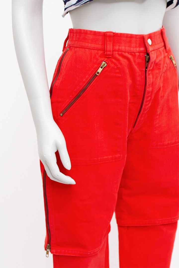 Kansai Yamamoto Kansai Yamamoto vintage red denim pants cargo Size US 34 / EU 50 - 4 Thumbnail