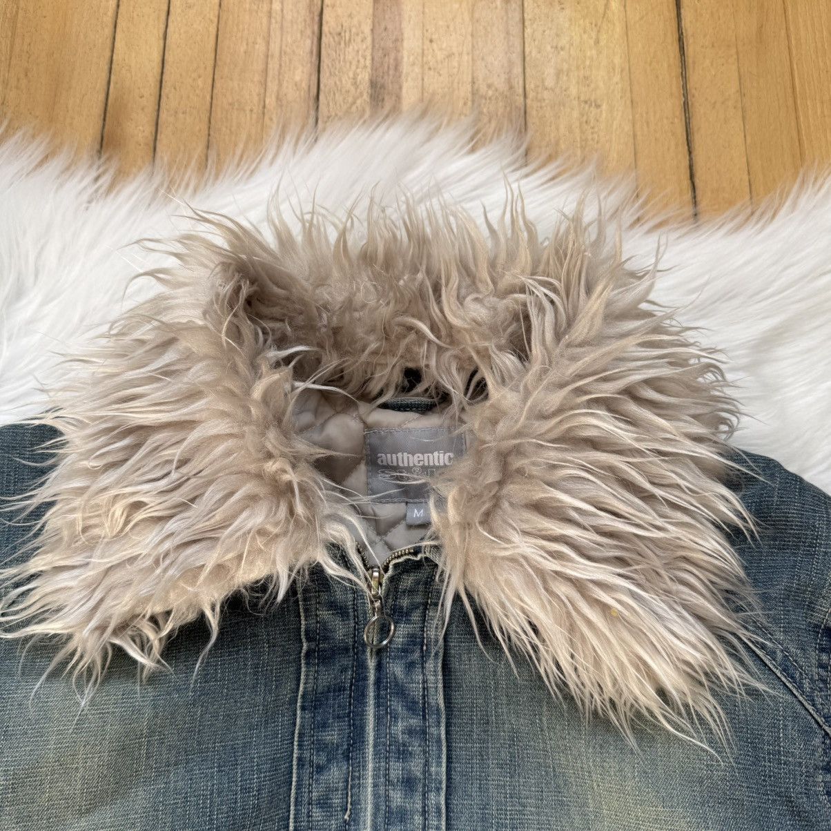 If Six Was Nine 📌 Crazy Y2K Fur Sherpa 00s Vintage Denim Jacket Size M / US 6-8 / IT 42-44 - 4 Thumbnail