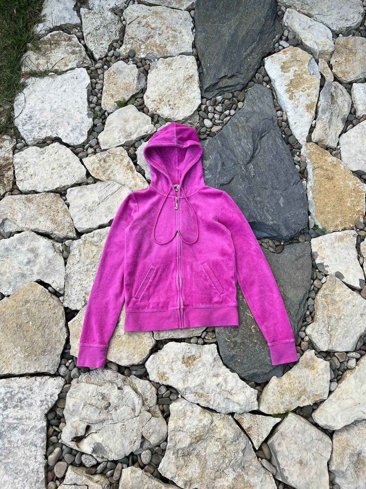 Juicy Couture × Vintage Vintage Juicy Couture y2k velvet zip hoodie basic sweatshirt Size S / US 4 / IT 40 - 1 Thumbnail