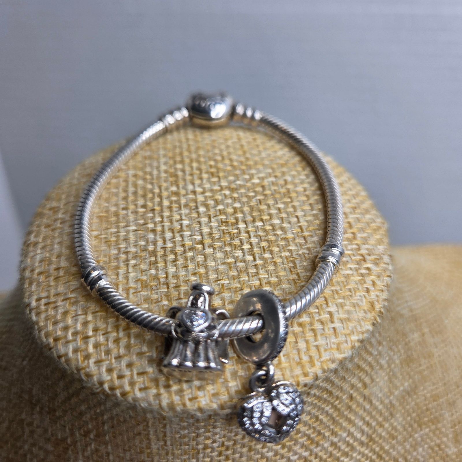 pandora Sterling Silver Pandora Bracelet W/ Angel & Heart Charm Size ONE SIZE - 7 Thumbnail