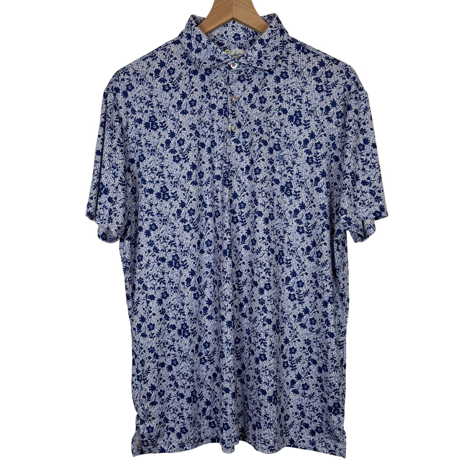 Tailorbyrd Tailorbyrd Men's Blue Floral Golf Polo Size Large Size US L / EU 52-54 / 3 - 1 Thumbnail
