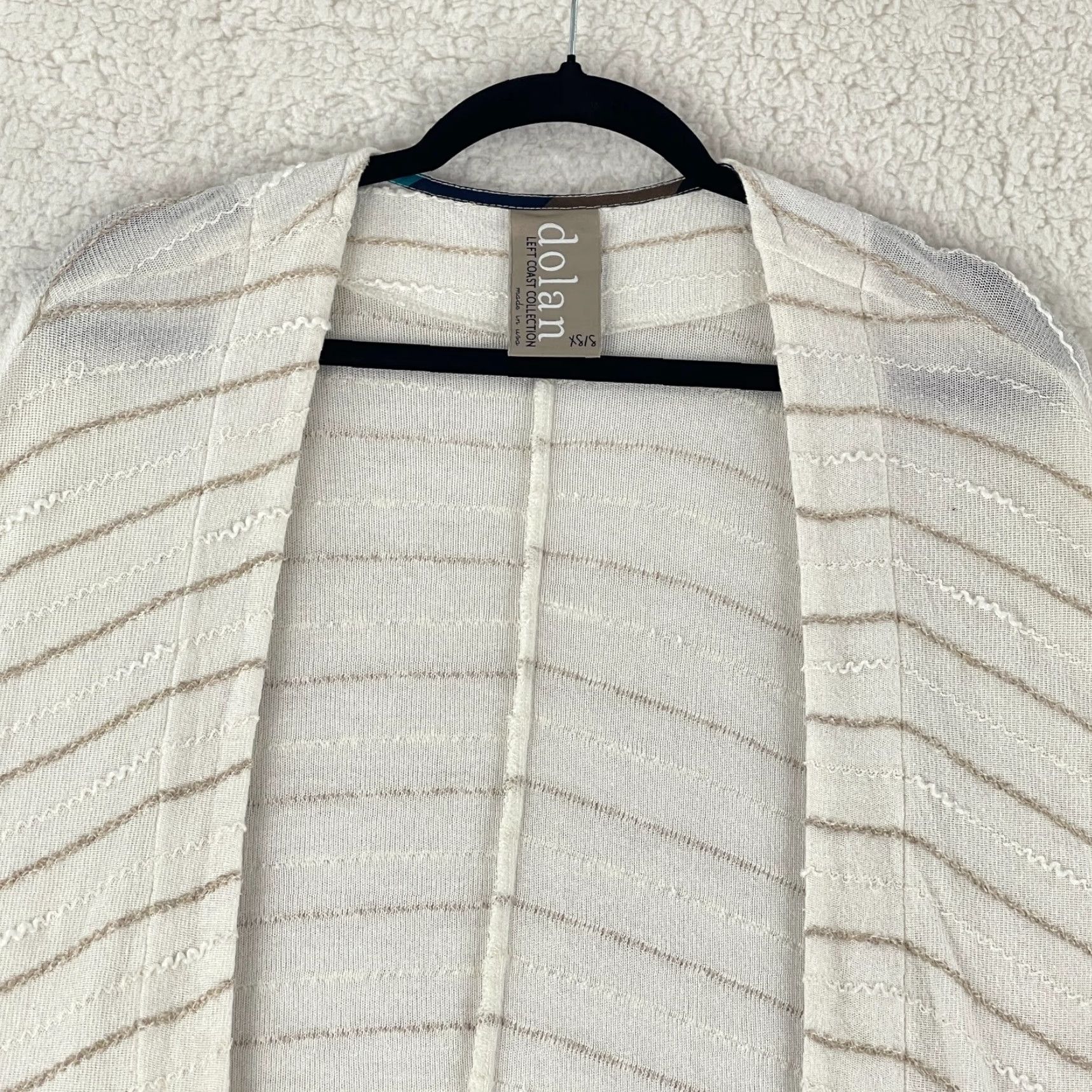 Vintage Dolan Ivory Striped Knit Open Front Cardigan Womens XS/S Dolman Sleeve Novelty Dolan Knit Cardigan Shirt? Size XS / US 0-2 / IT 36-38 - 3 Thumbnail