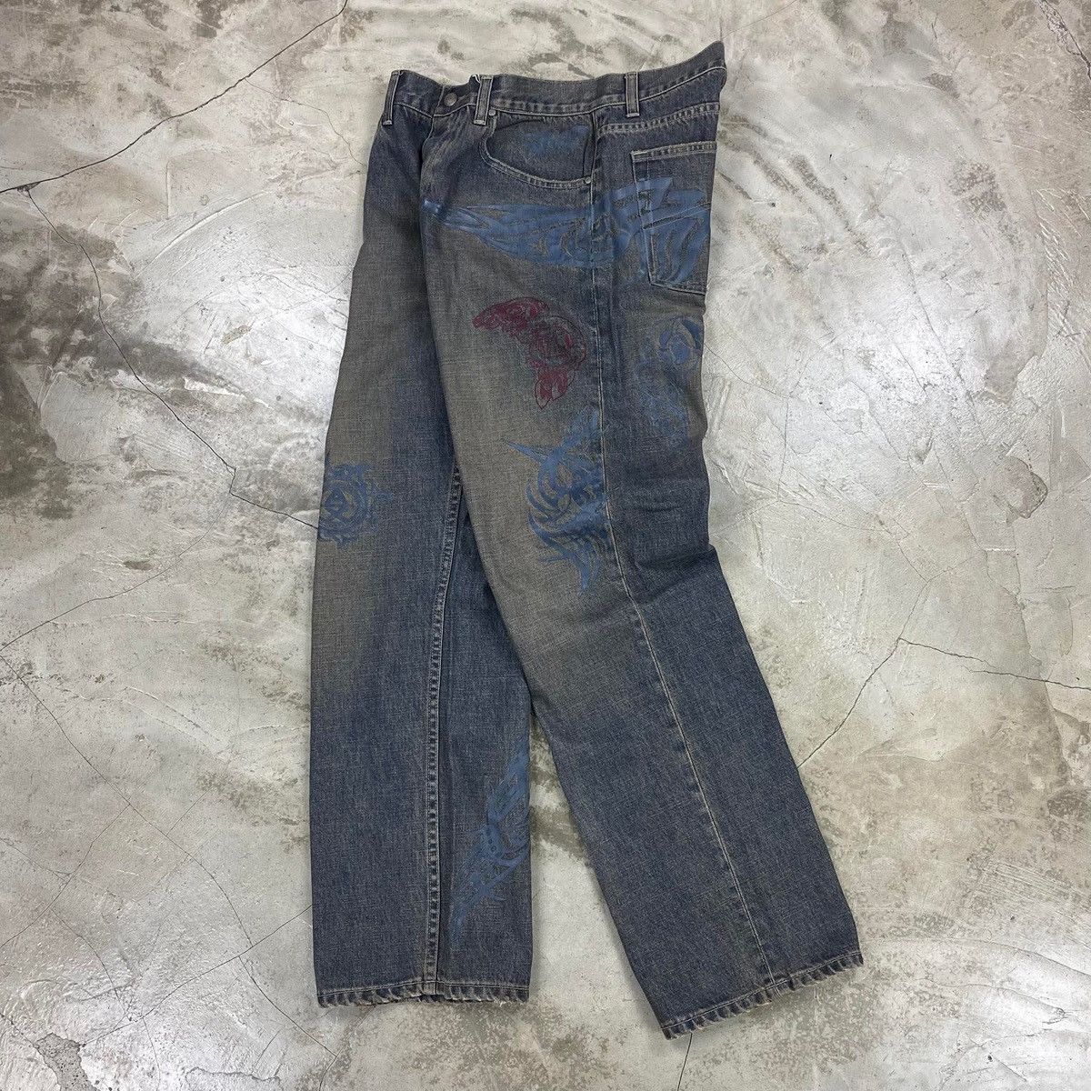 Armani Exchange Tattoo Print Denim Pants Size US 32 / EU 48 - 1 Thumbnail