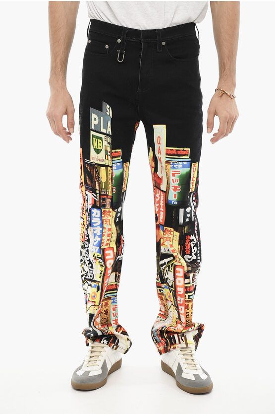 image of Neil Barrett Printed Shinjuku-Soho Skinny Fit Jeans 20Cm in Black, Men's (Size 29)