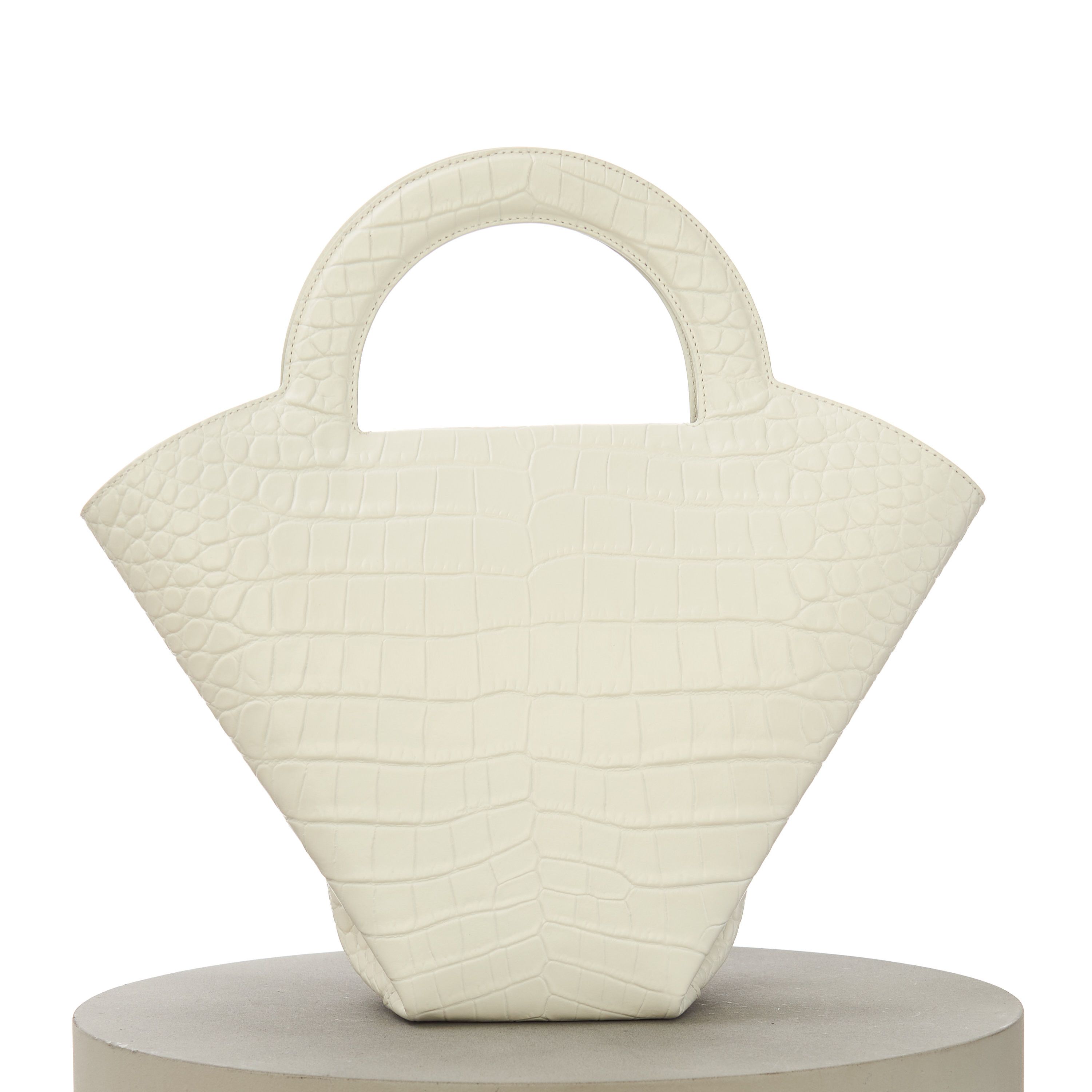 Bottega Veneta DOLL Small Top Handle Tote Bag In White Embossed Leather Size ONE SIZE - 5 Thumbnail