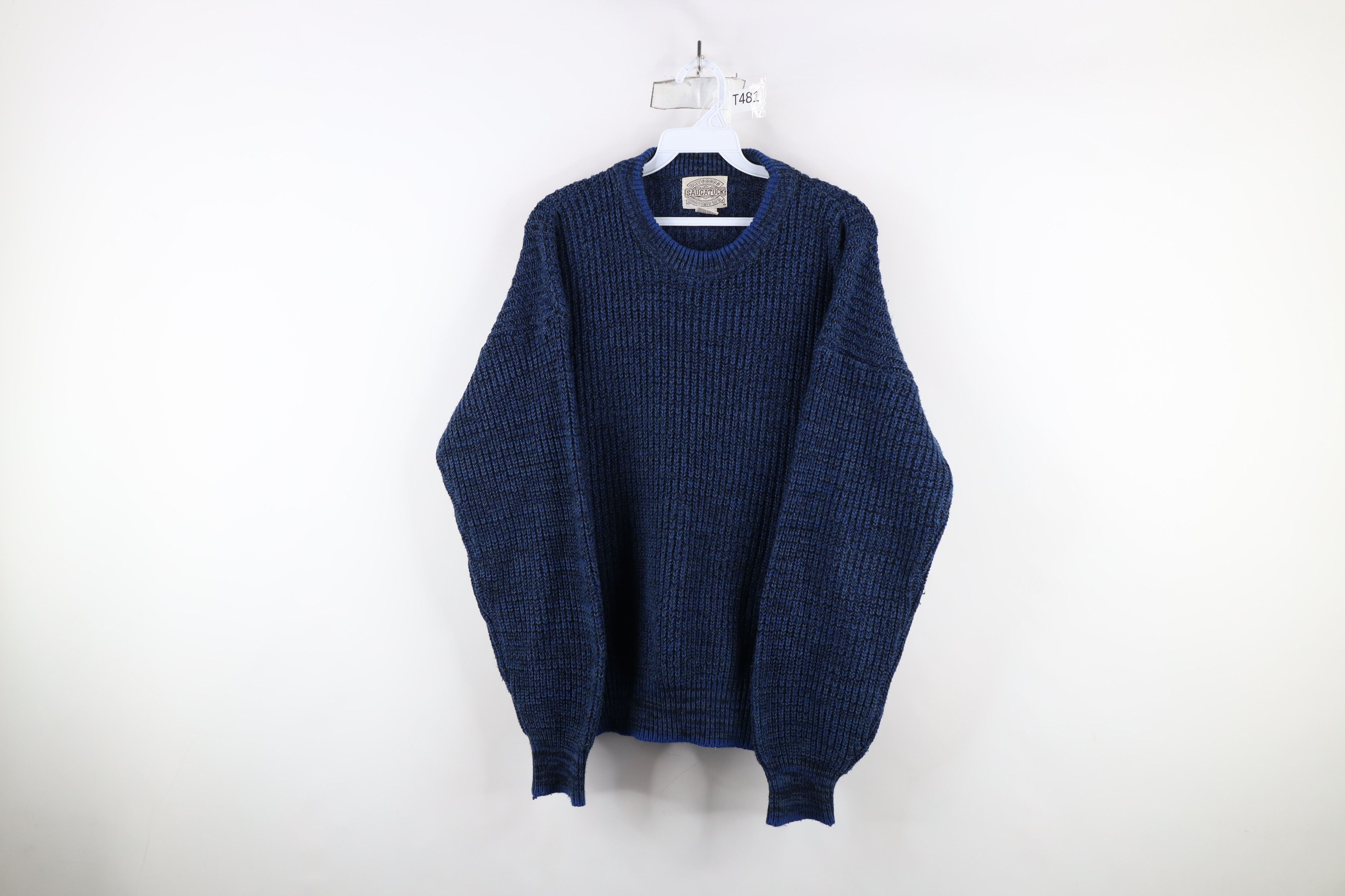 Vintage Vintage 90s Streetwear Ribbed Knit Crewneck Sweater Blue Size US M / EU 48-50 / 2 - 1 Thumbnail