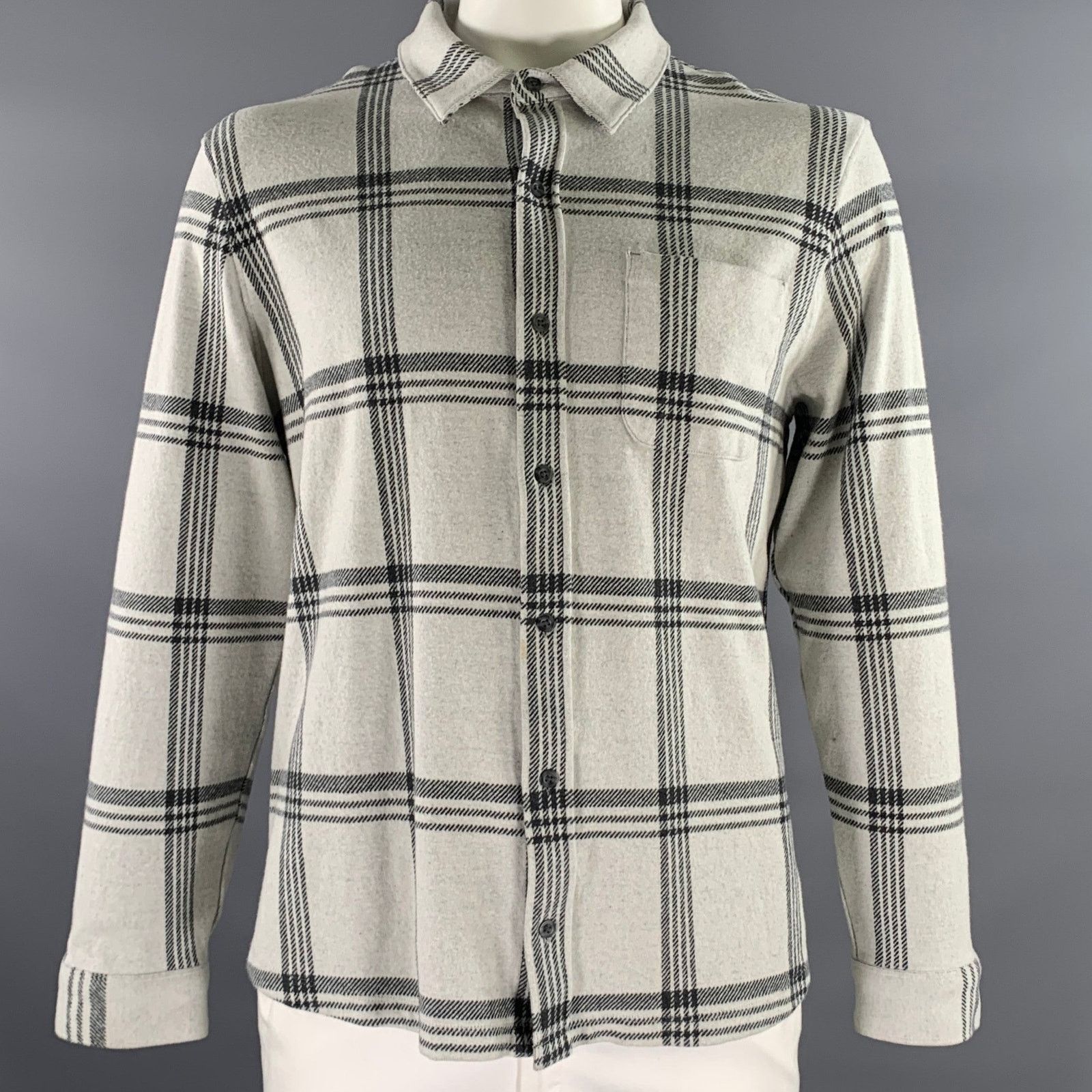 Vince VINCE XL Grey Black Plaid Polyester Blend Button Up Shirt Size US XL / EU 56 / 4 - 1 Thumbnail