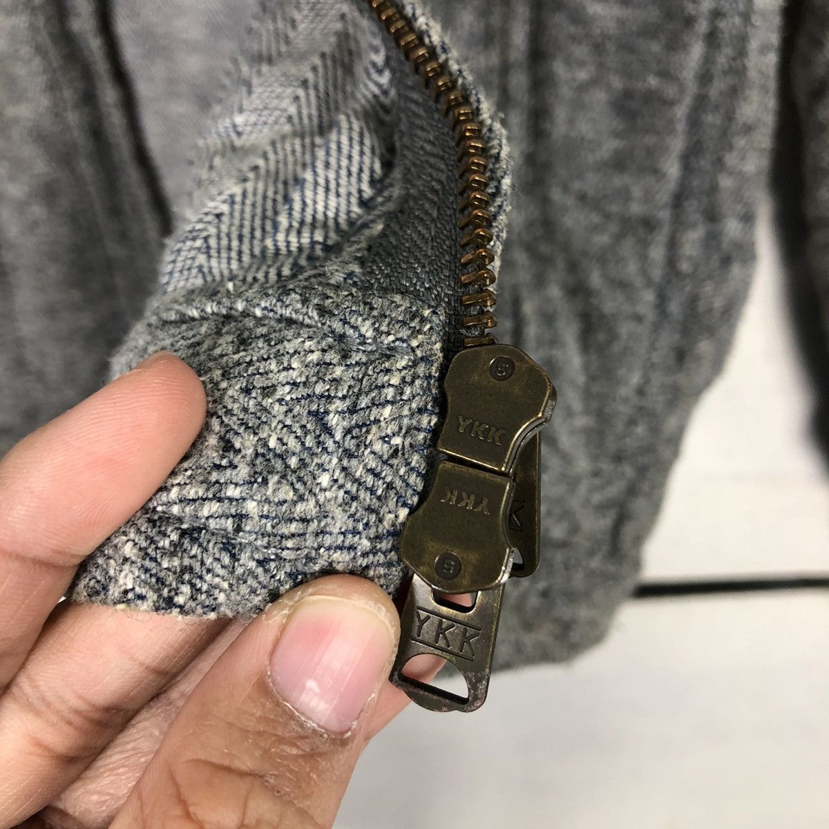 Johnbull 📌Vintage Zipper Biker Jacket Johnbull Herringbone Design Size US L / EU 52-54 / 3 - 18 Thumbnail