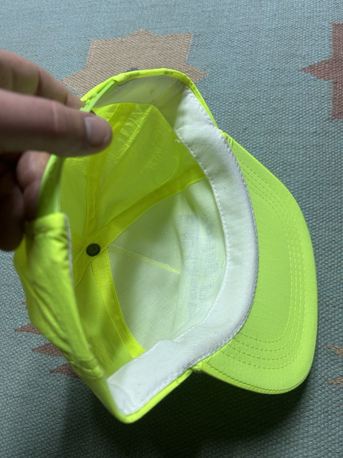 Vintage Vtg SnapBack hat Evans food service hi vis neon yellow nylon Size ONE SIZE - 6 Thumbnail