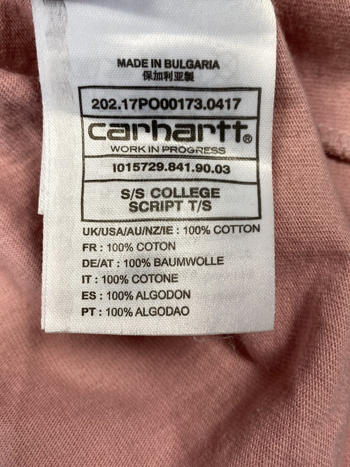Carhartt Carhartt Work in Progress Pink T Shirt Size L Size US L / EU 52-54 / 3 - 10 Thumbnail
