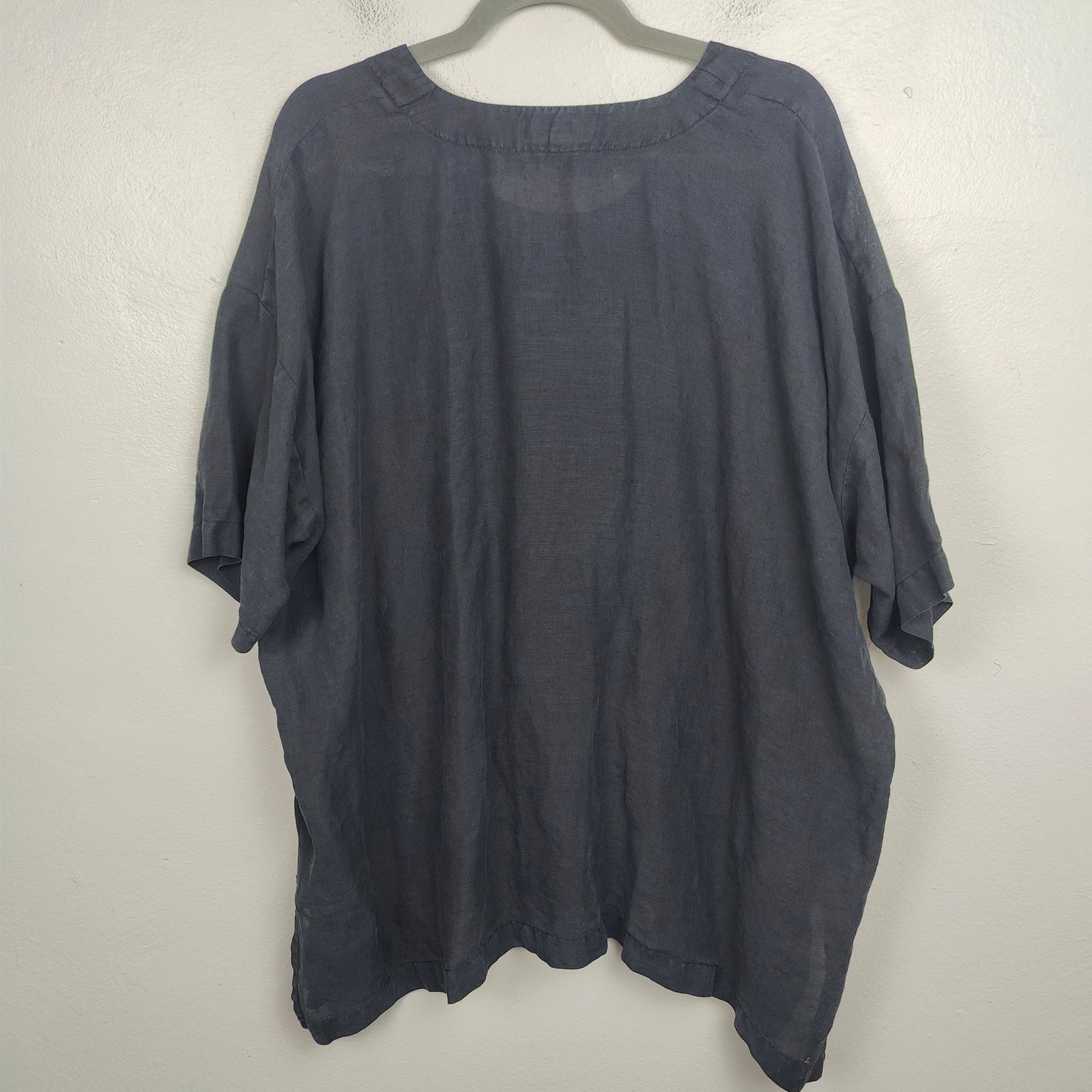 eskandar Eskandar Linen Tunic Top Womens One Size Black Oversized Size ONE SIZE - 7 Thumbnail