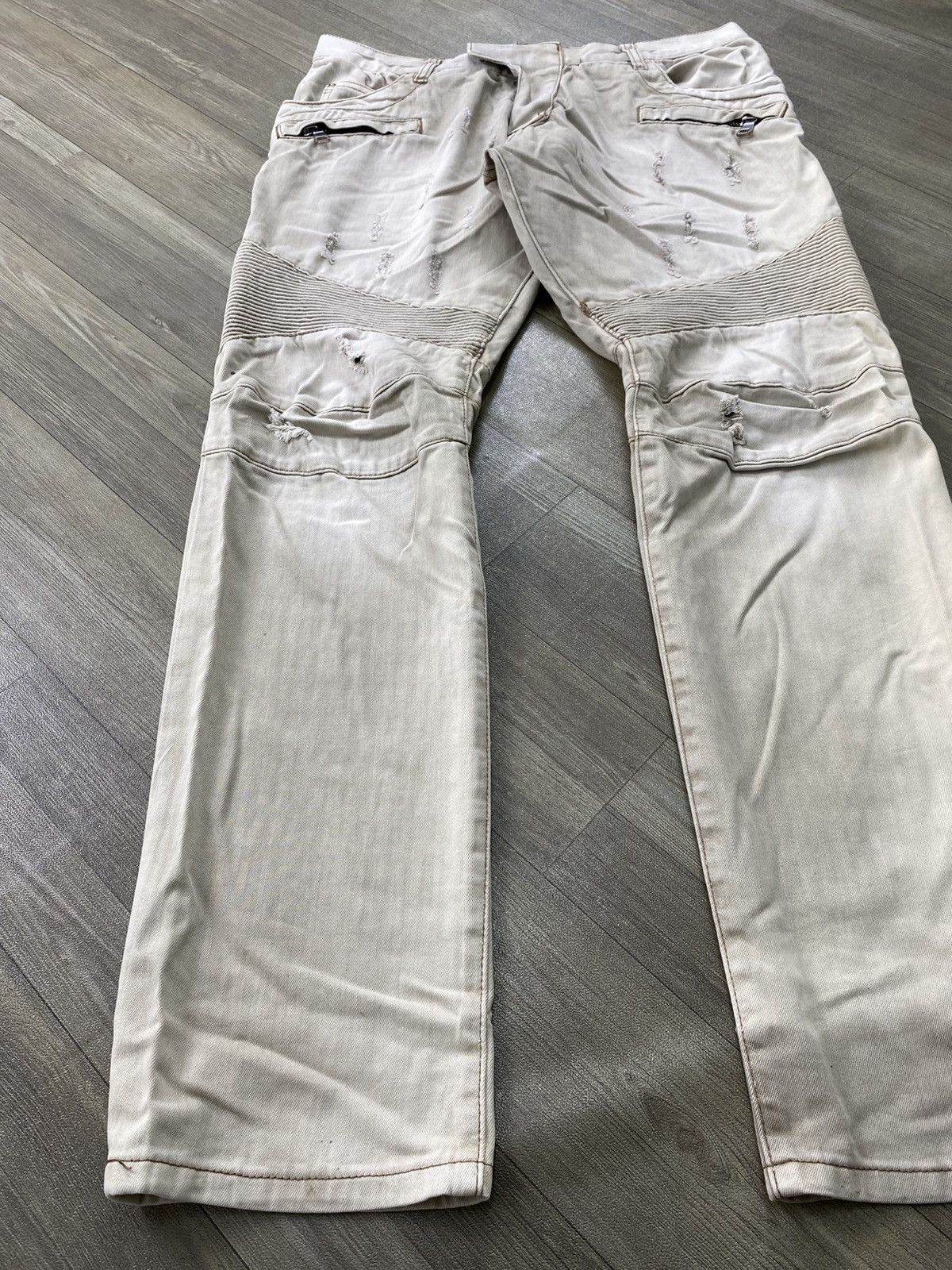 Balmain Vintage Balmain Distressed Bikers Pants Luxury Size US 32 / EU 48 - 3 Thumbnail