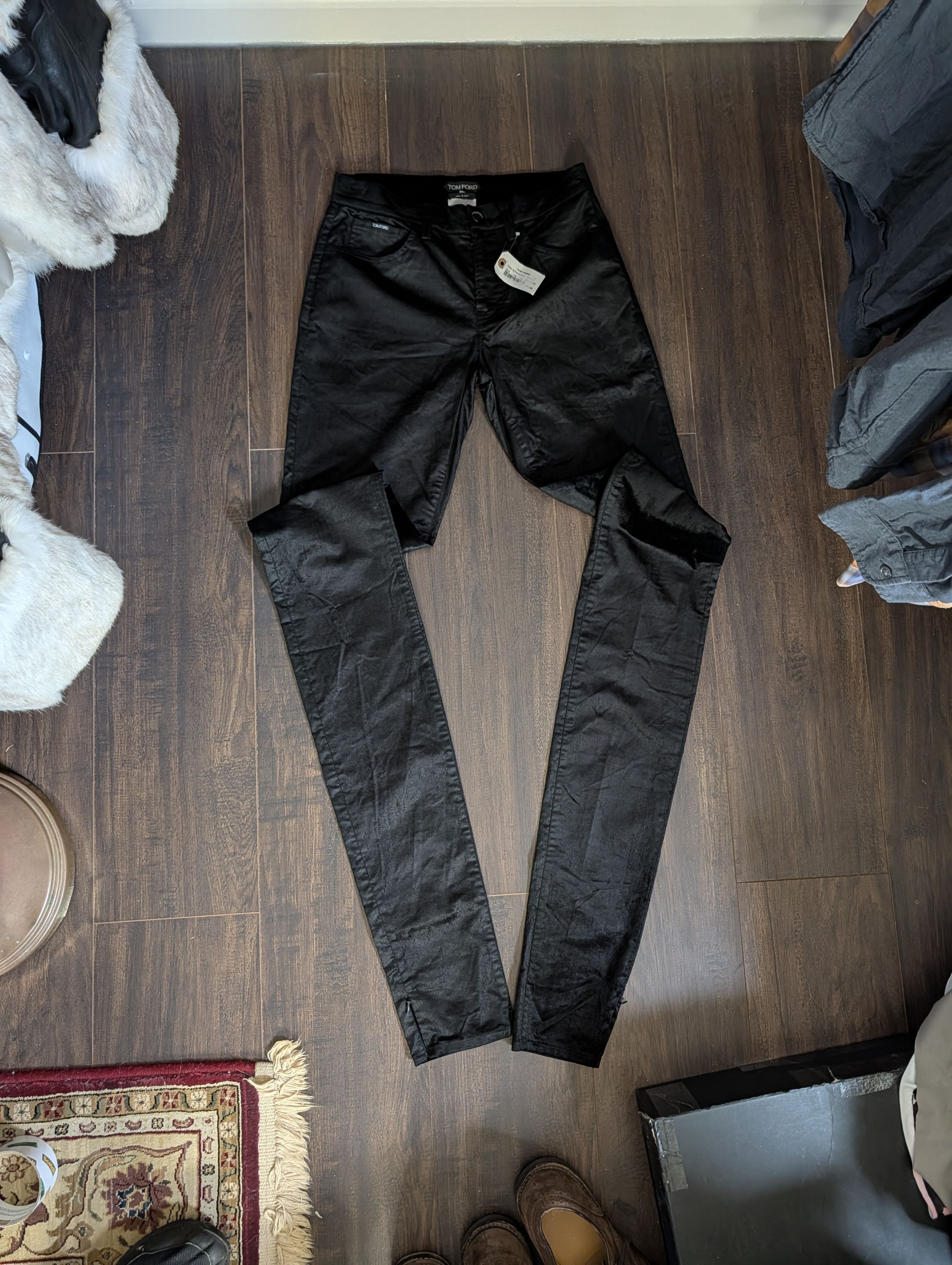 FW18 Runway Velvet super long stacked leg sample pants