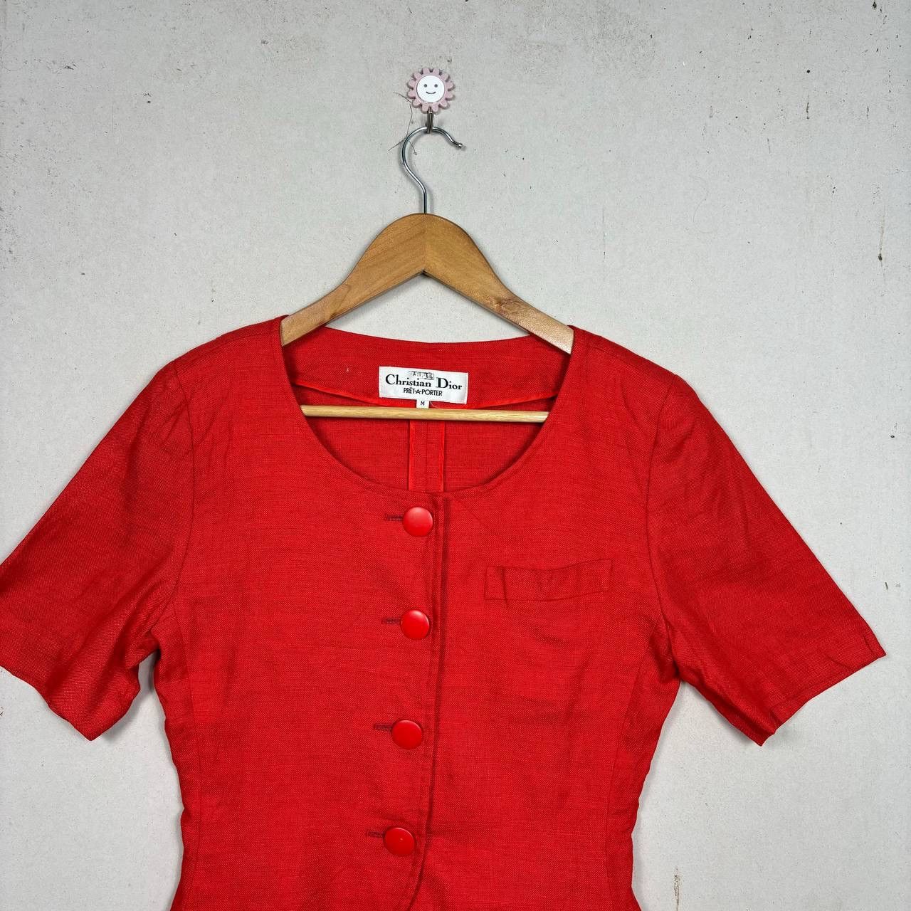 Christian Dior Monsieur Christian Dior Vintage 90s Red Linen Cropped Jacket Blouse M Size M / US 6-8 / IT 42-44 - 3 Thumbnail