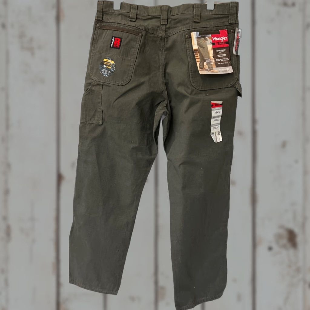Wrangler Wrangler RIGGS Workwear Carpenter Pants Mens 38x32 Olive Green Ripstop Carpenter Wrangler RIGGS Workwear Mens 38 32 Green Size US 38 / EU 54 - 1 Thumbnail