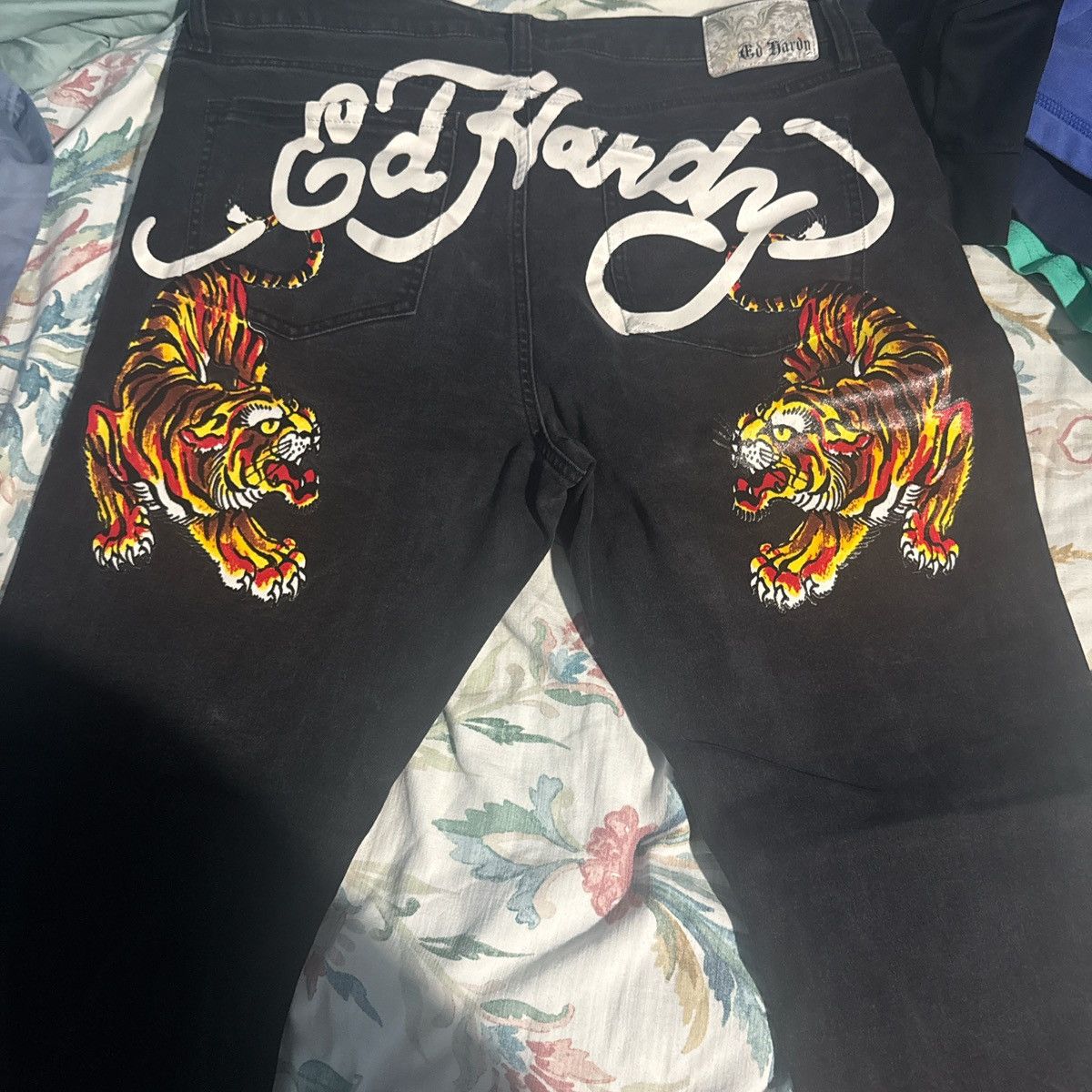 Ed Hardy Black Jeans with Tiger Print on the Back Size US 38 / EU 54 - 1 Thumbnail