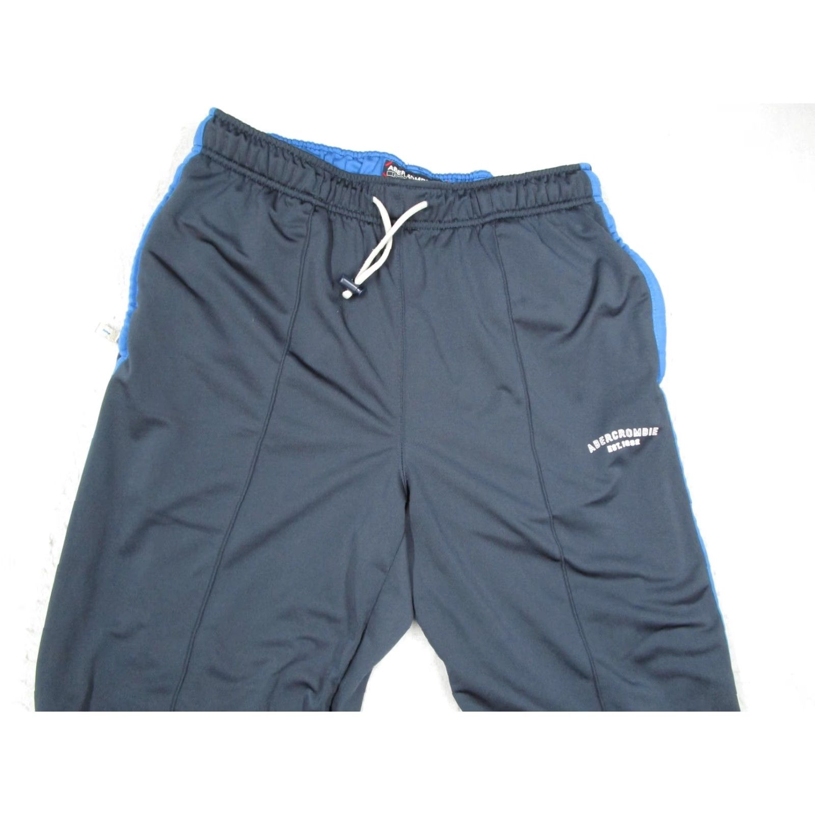 Abercrombie & Fitch VINTAGE Abercrombie & Fitch Track Pants Mens Medium Blue 00s Zip Pockets Side Stripe Zipper Bottom Leg Classic Athletic Casual Sports Size US 31 - 2 Thumbnail