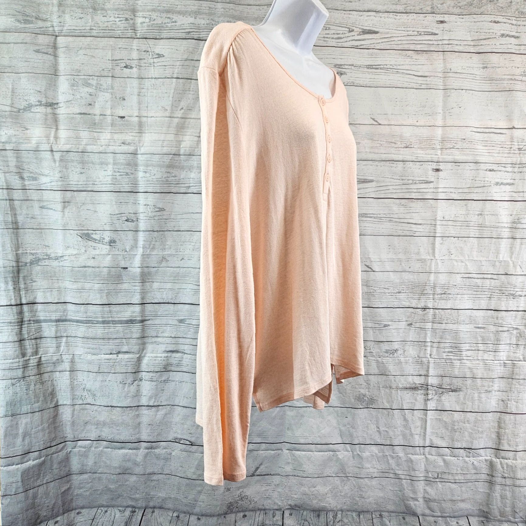 Vintage Garnet Hill Womens Top XL Peach Long Sleeve Linen Blend Blouse Shirt Womens XL Peach Linen Blend Size XL / US 12-14 / IT 48-50 - 3 Thumbnail