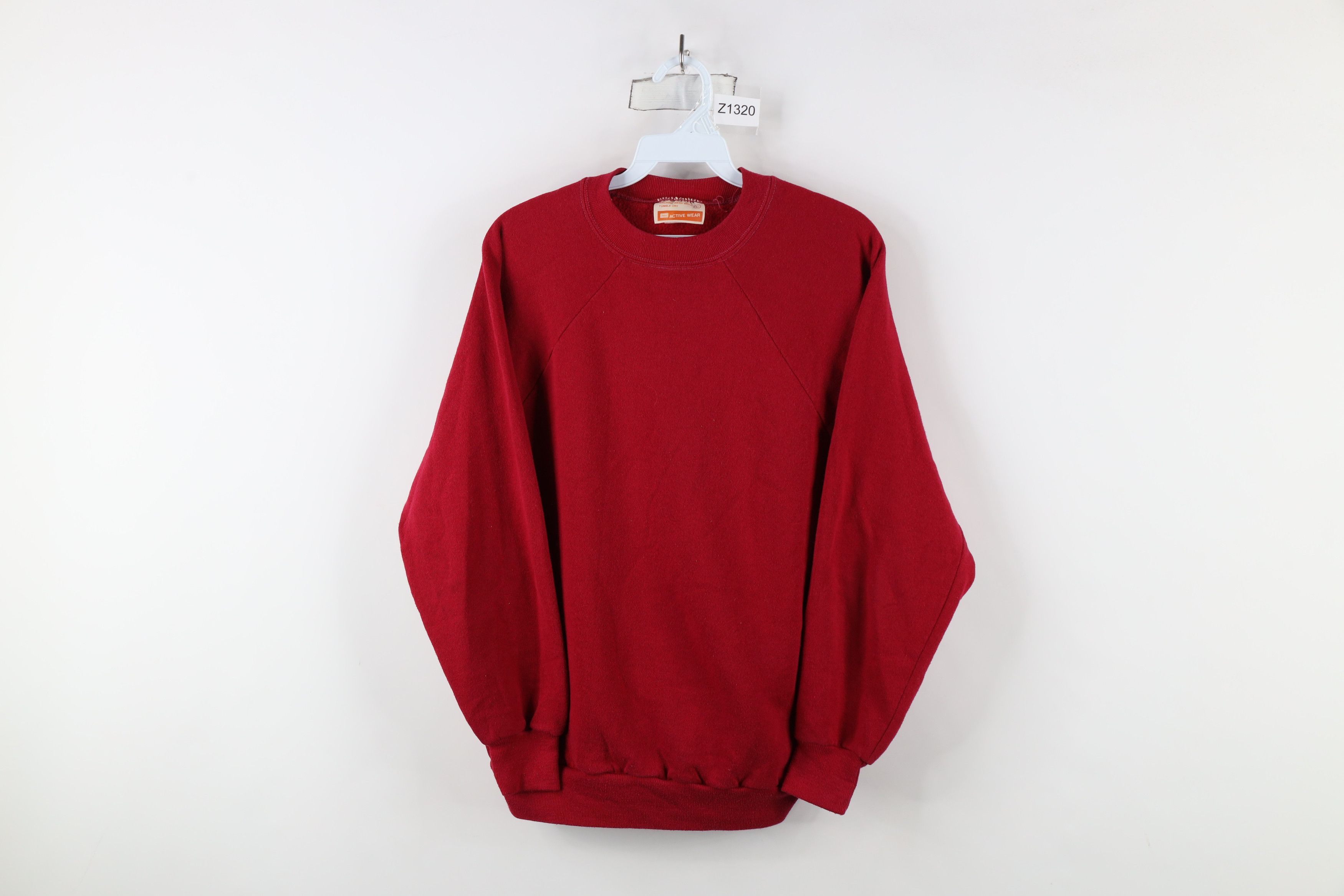 Vintage Vintage 70s Streetwear Blank Crewneck Sweatshirt Red USA Size L / US 10 / IT 46 - 1 Thumbnail