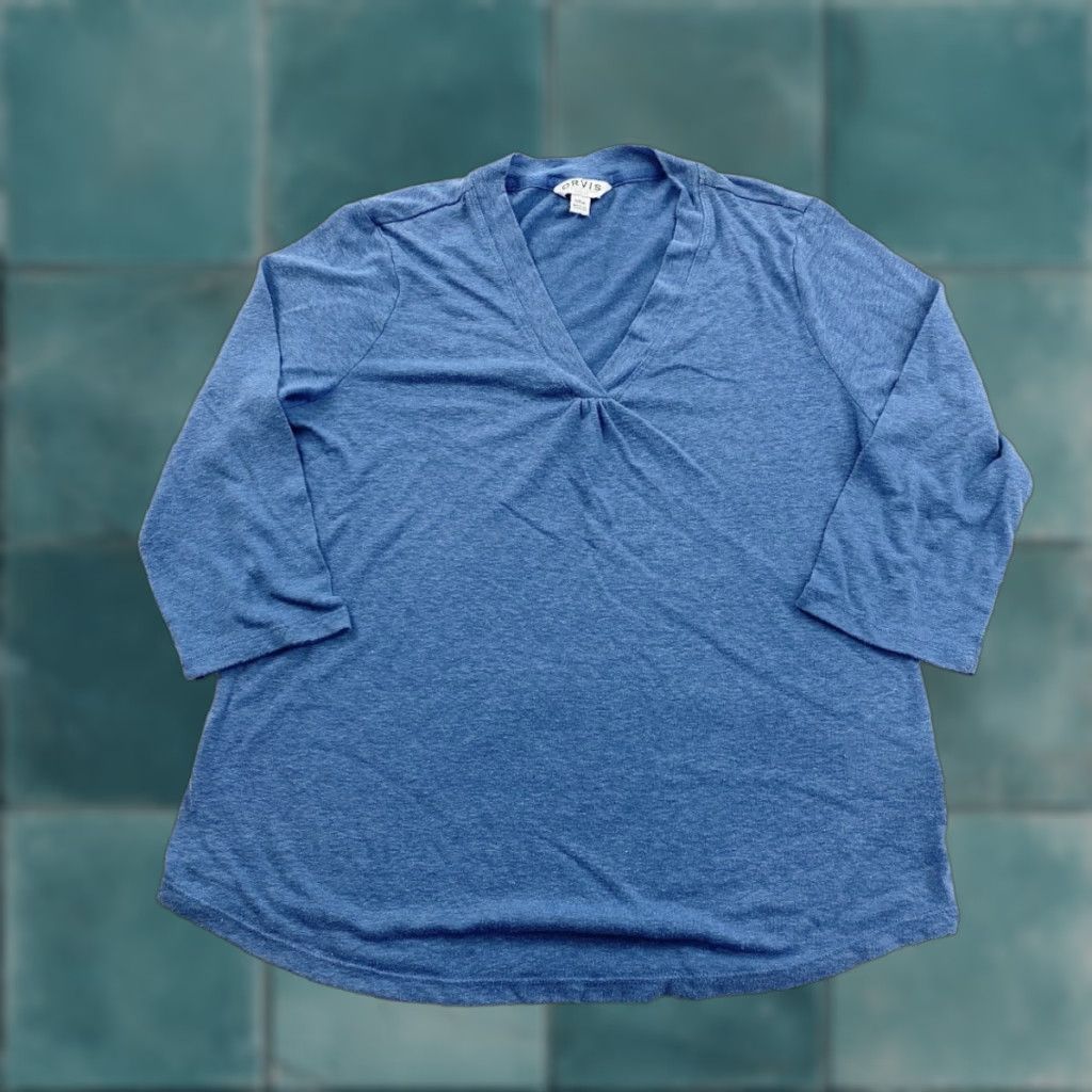 Orvis Orvis Shirt Womens Size S Blue Long Sleeve V-Neck Casual Classic All Seasons T-Shirt Regular Fit Size S / US 4 / IT 40 - 1 Thumbnail