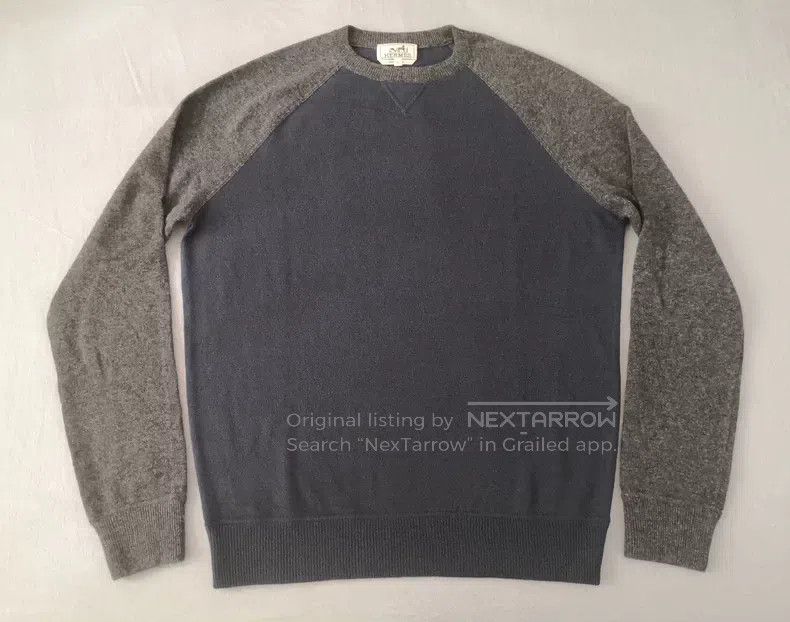 Hermes Hermes Cashmere sweater knitted sweater, blue-gray color, Size US L / EU 52-54 / 3 - 1 Thumbnail