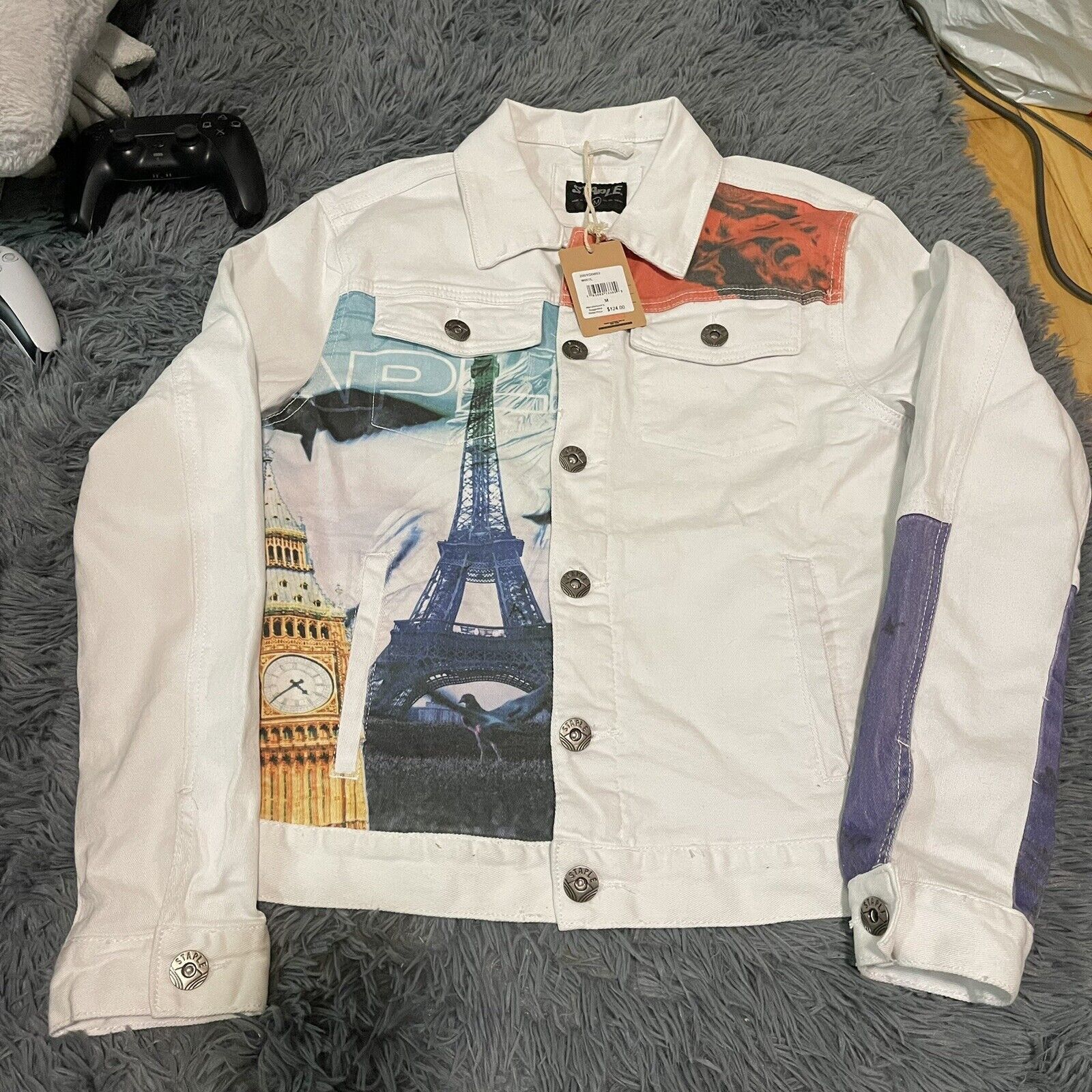 image of Staple Pigeon Denim Shirt White Size Medium , Men's