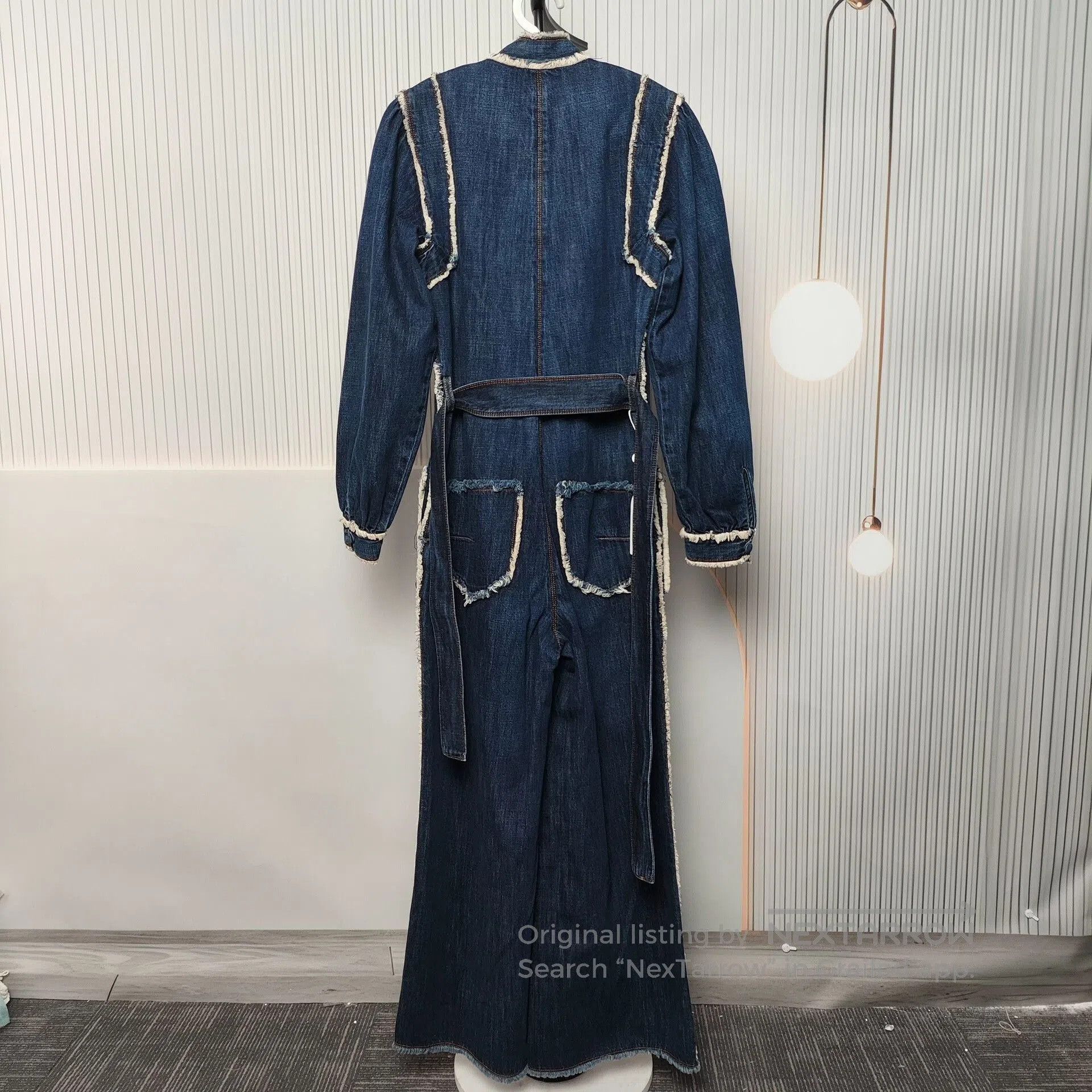 Dior Dior Blue Long Sleeve Retro Fringe Denim Jumpsuit. Size 33" - 2 Thumbnail