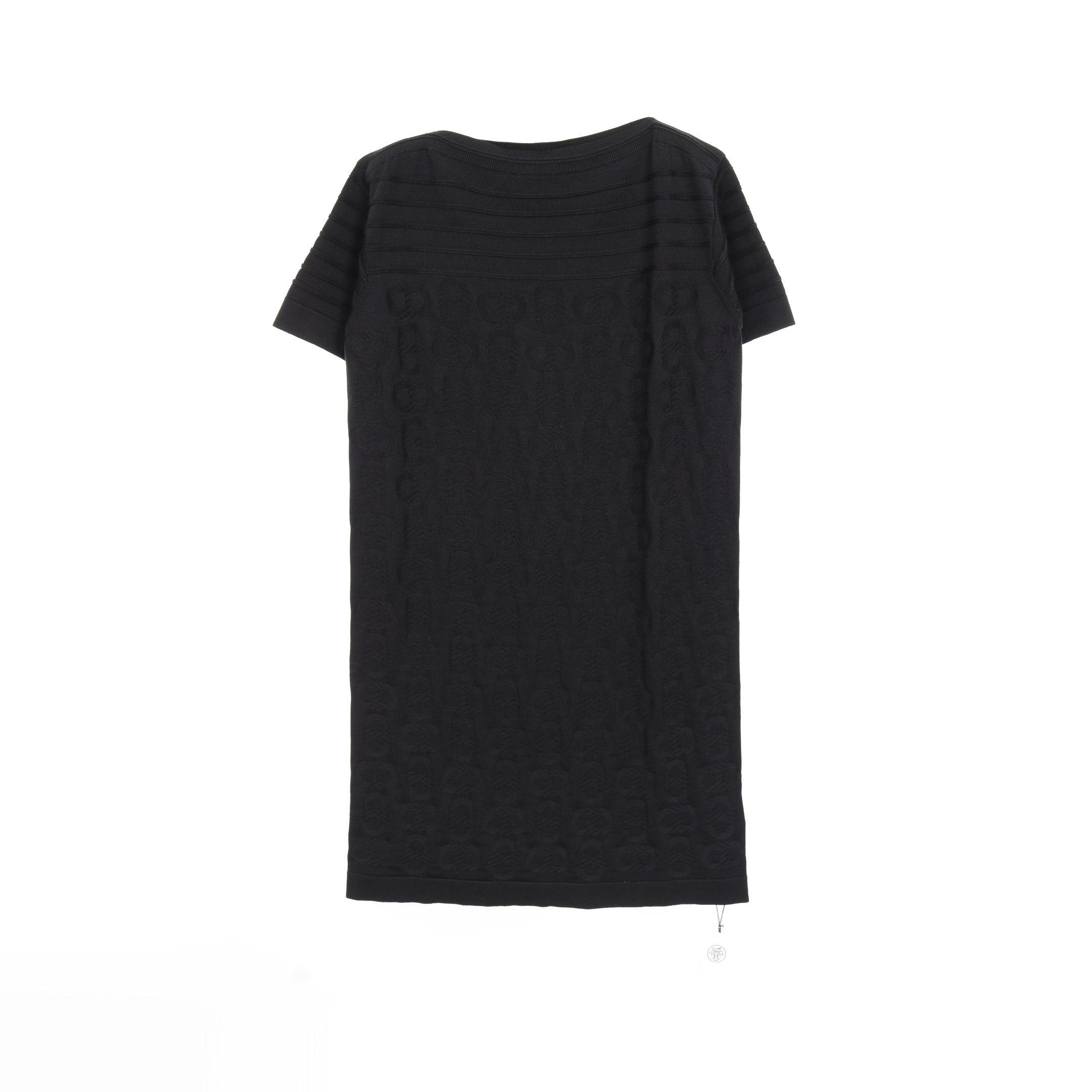 Hermes Hermes Chaîne Mailon Knit Dress Short Sleeve Silk Cotton Black Size ONE SIZE - 1 Thumbnail